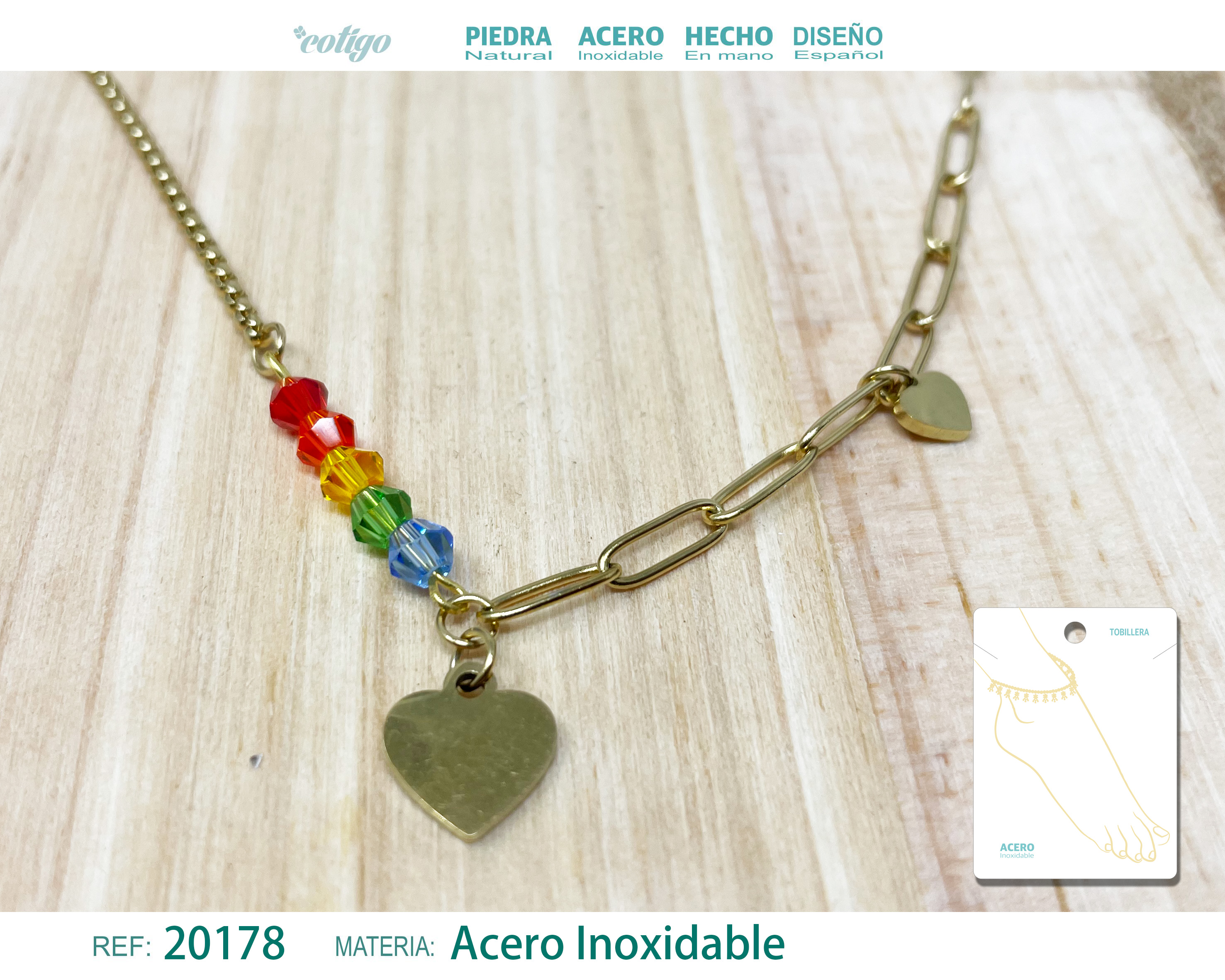 Tobillera Acero color Dorado