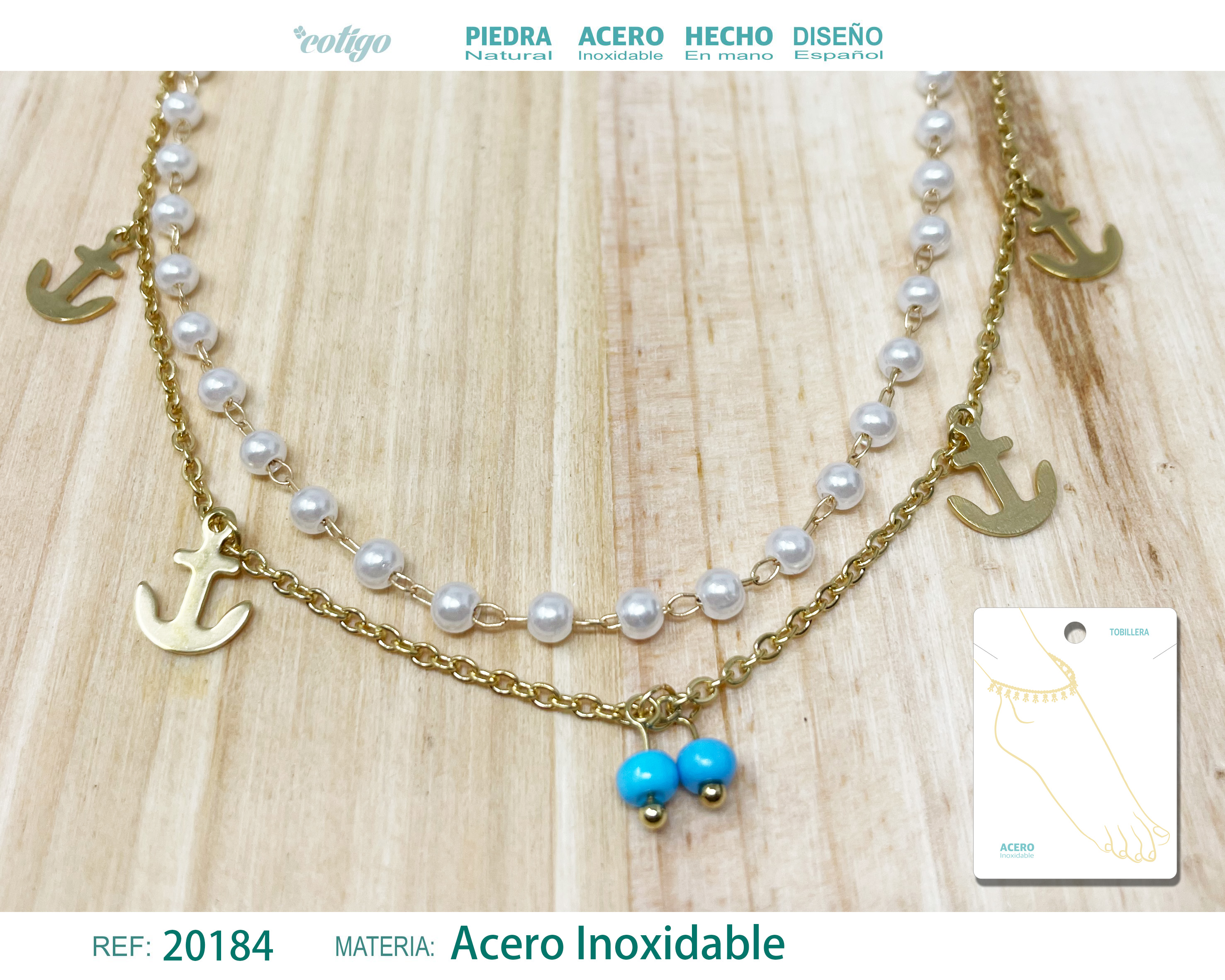 Tobillera Acero color Dorado