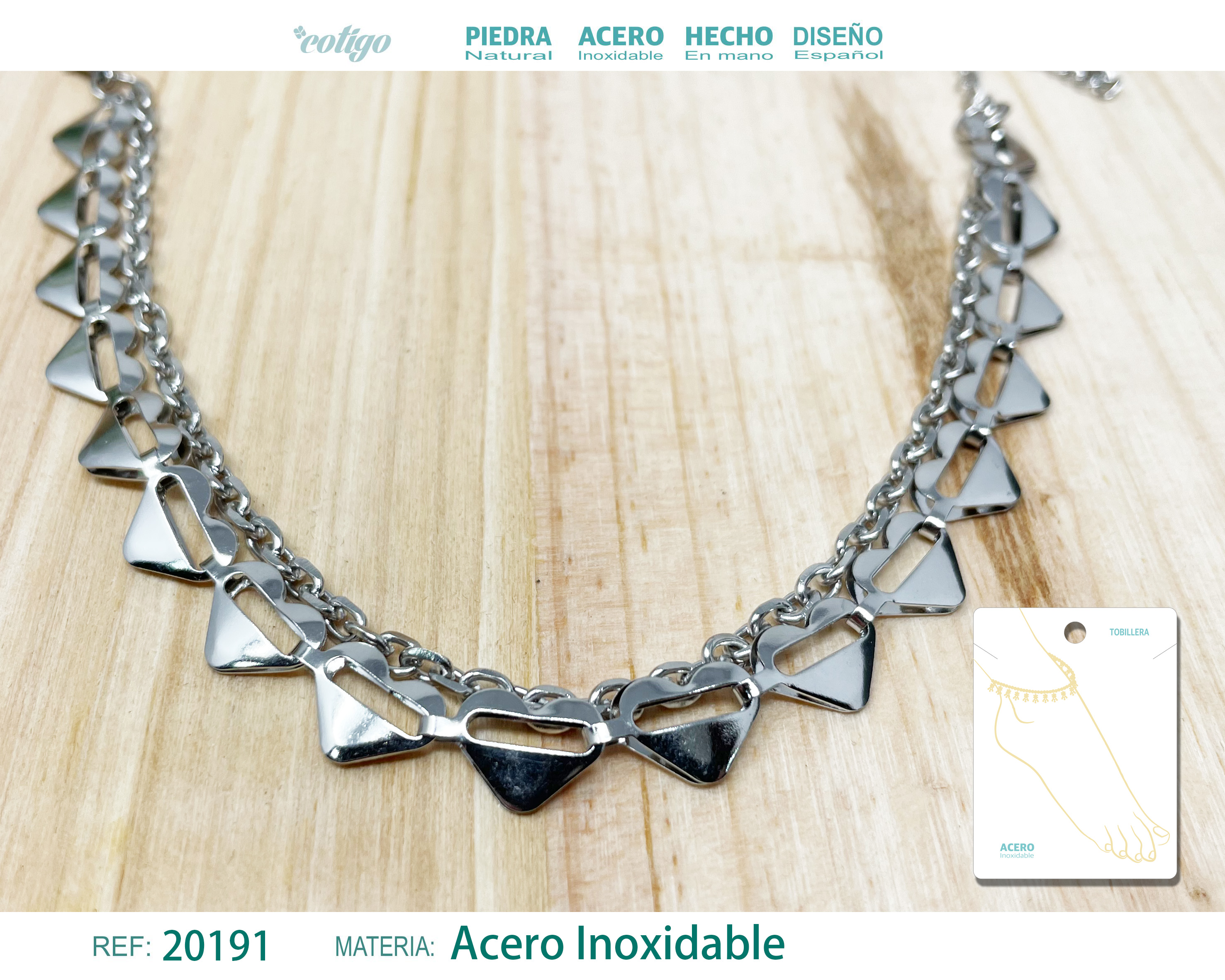 Tobillera Acero color Plateado
