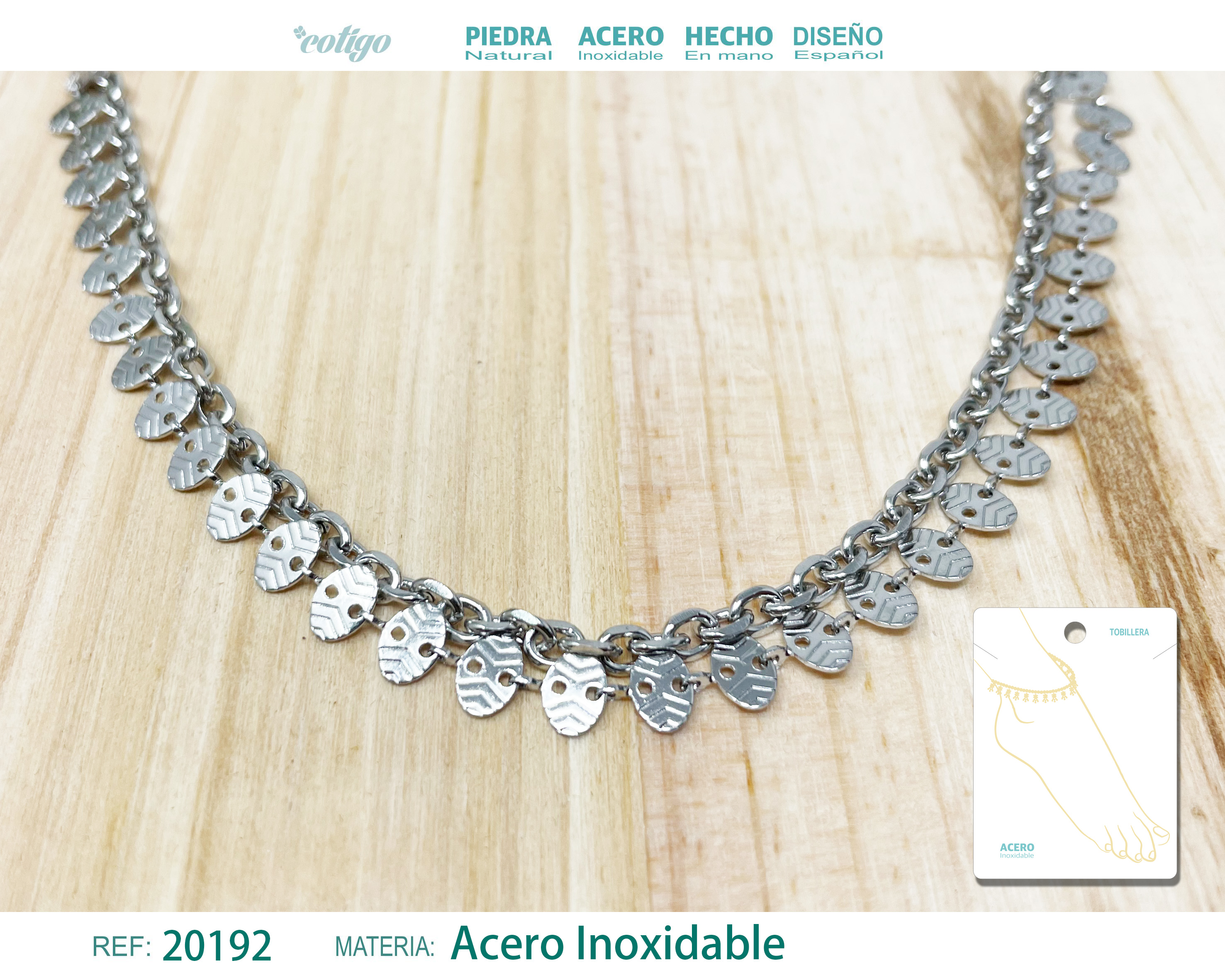 Tobillera Acero color Plateado