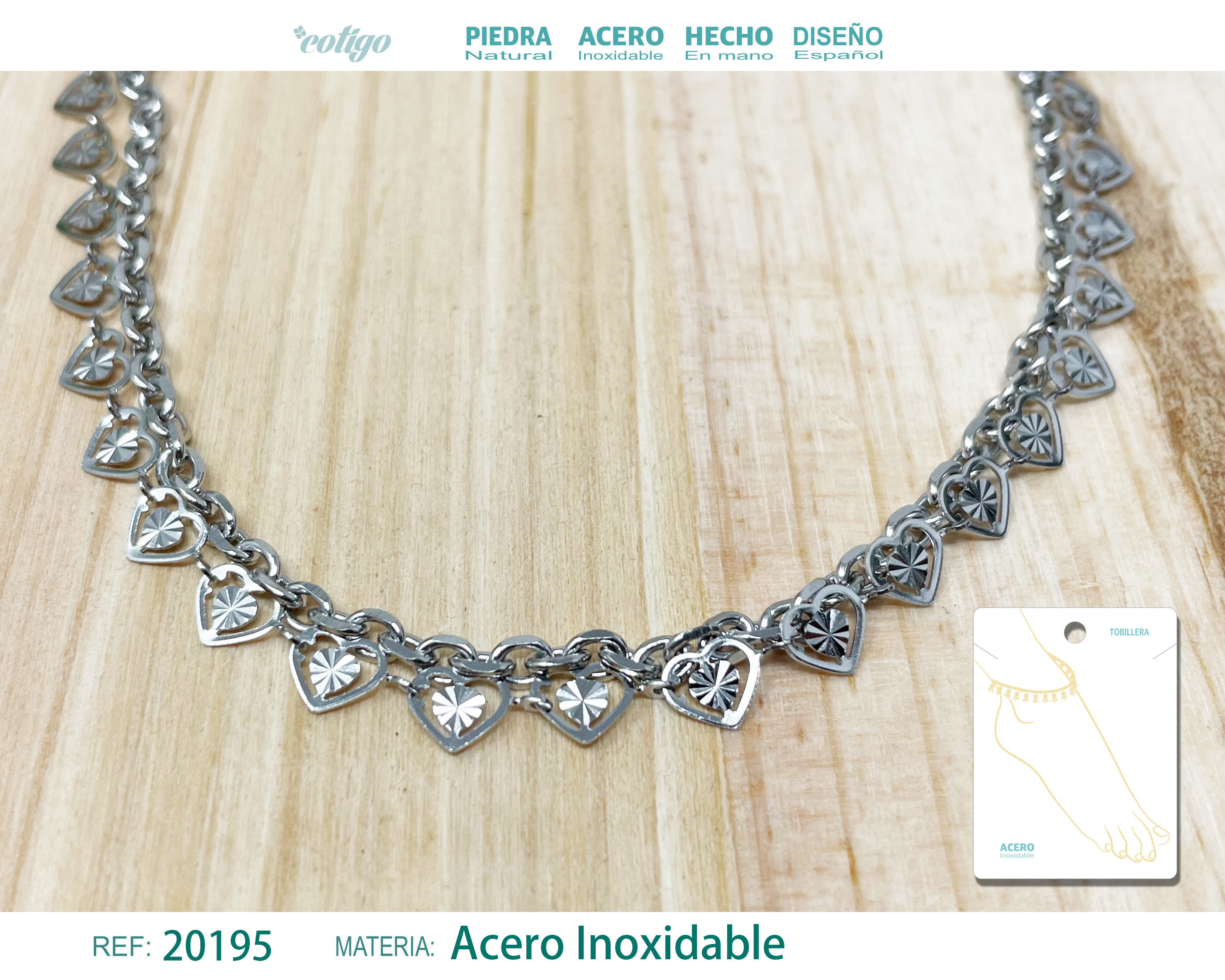 Tobillera Acero color Plateado