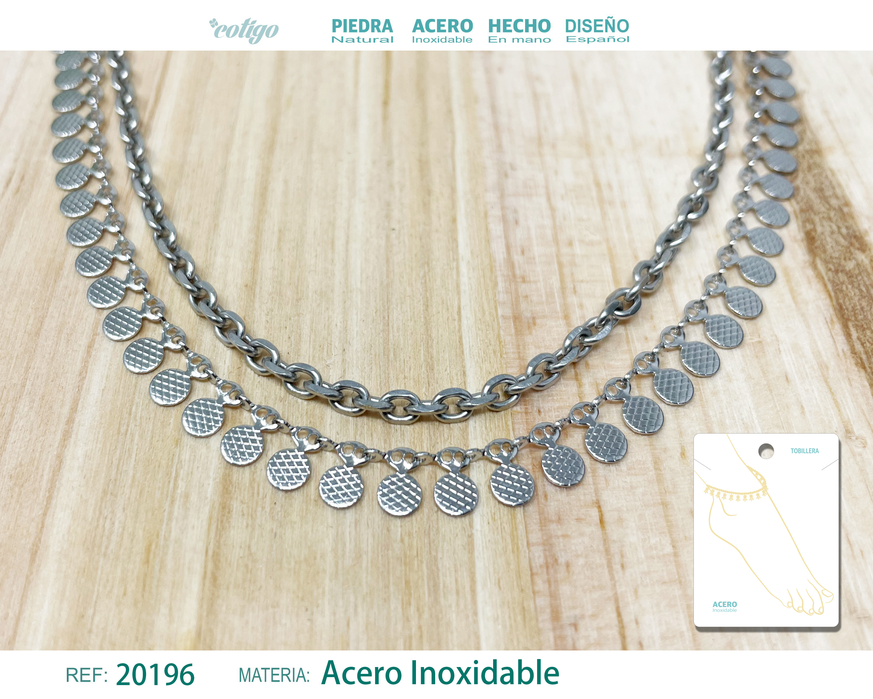 Tobillera Acero color Plateado
