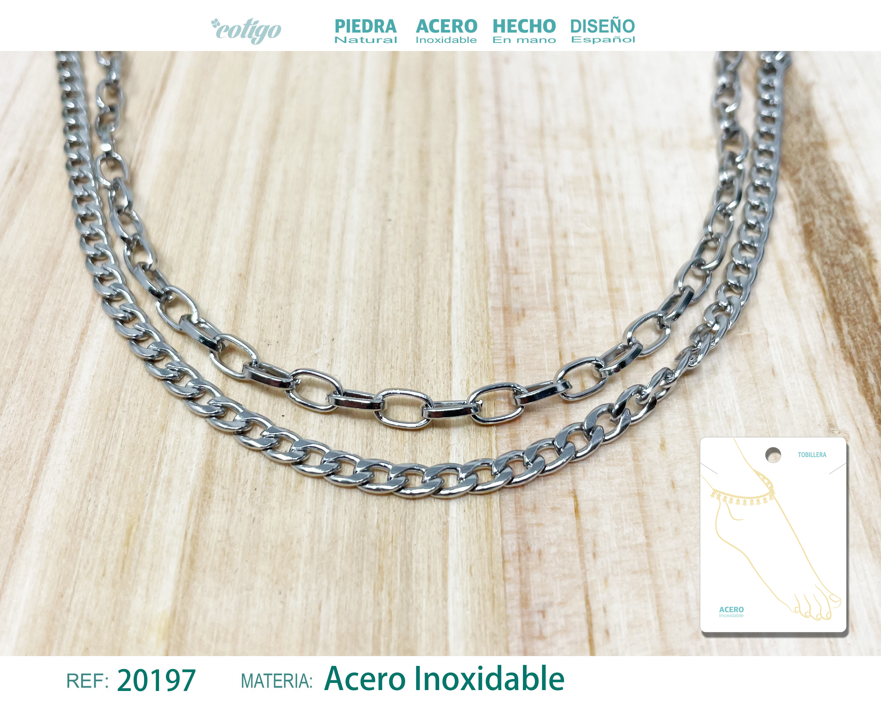Tobillera Acero color Plateado