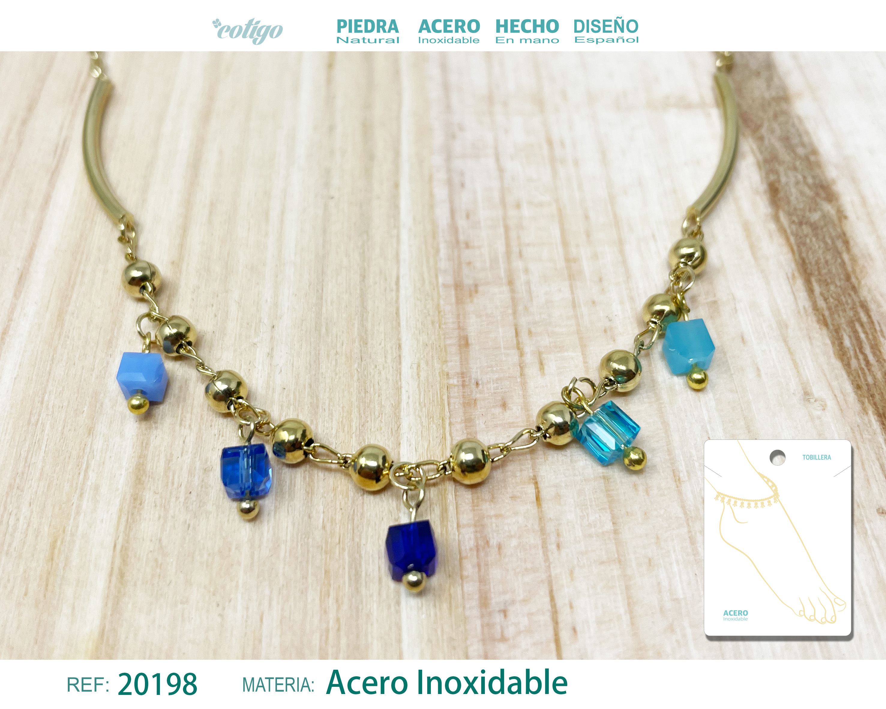 Tobillera Acero color Dorado