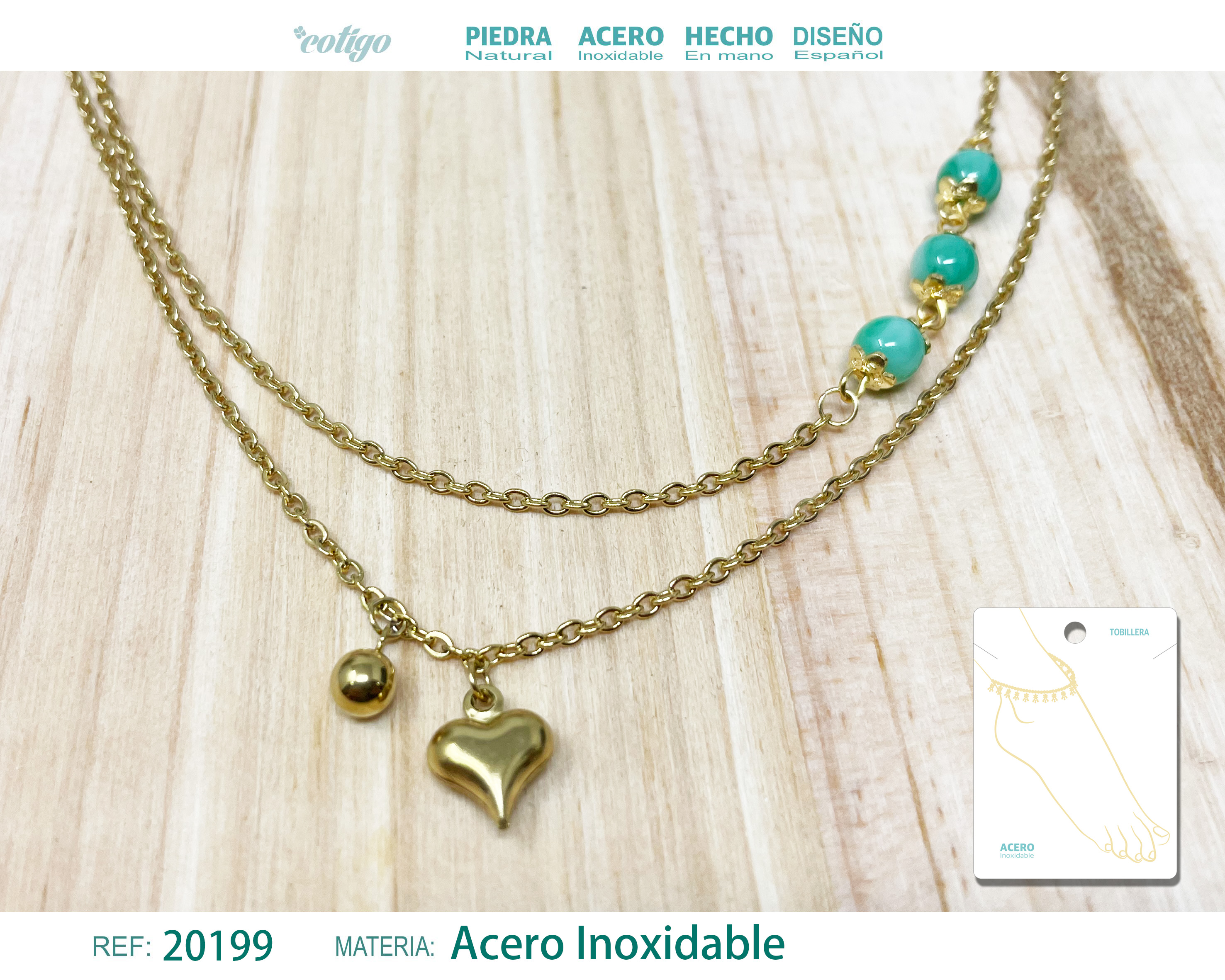 Tobillera Acero color Dorado