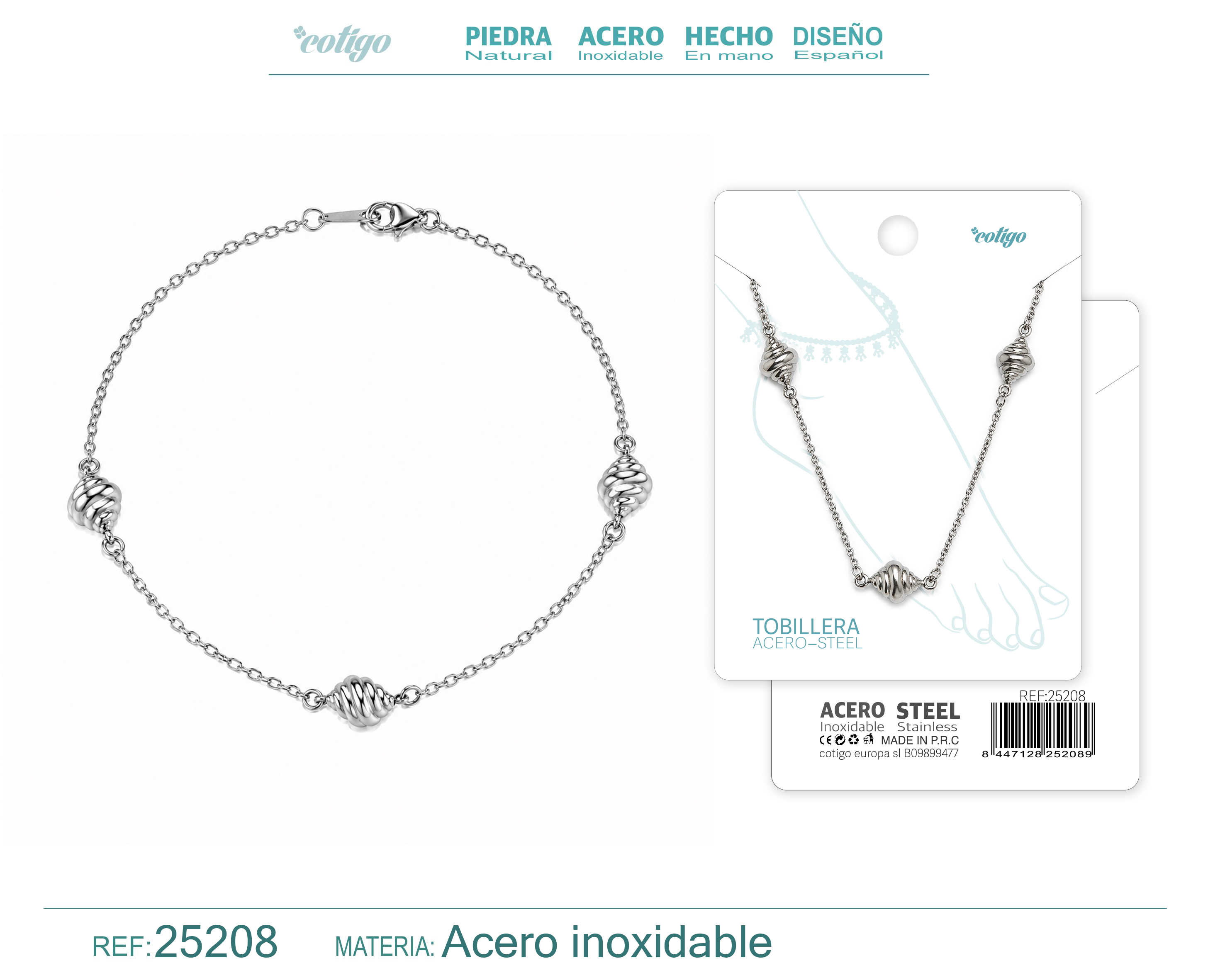 Tobillera Acero Inoxidable