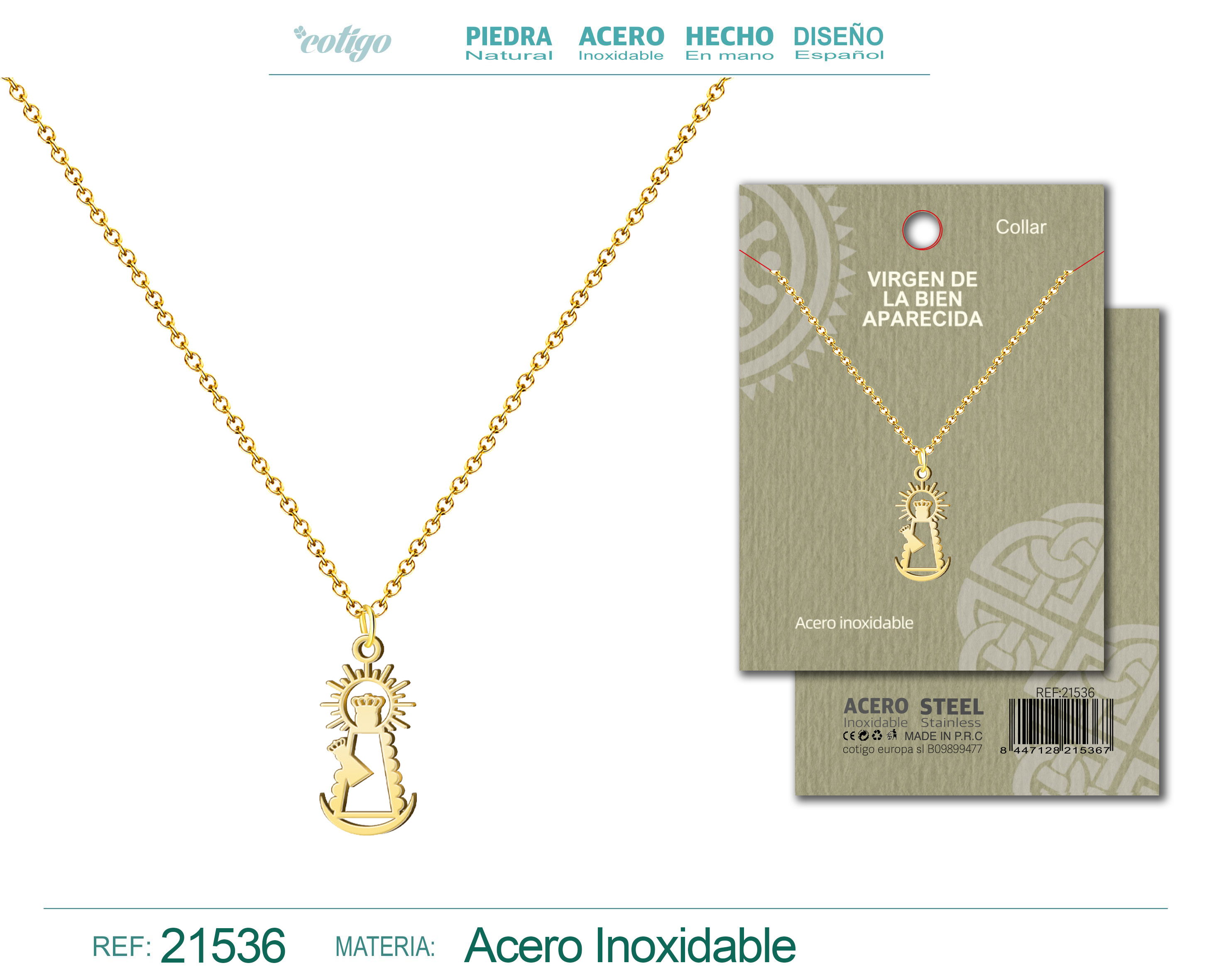 Colgante Virgen de la Bien Aparecida Acero Dorado