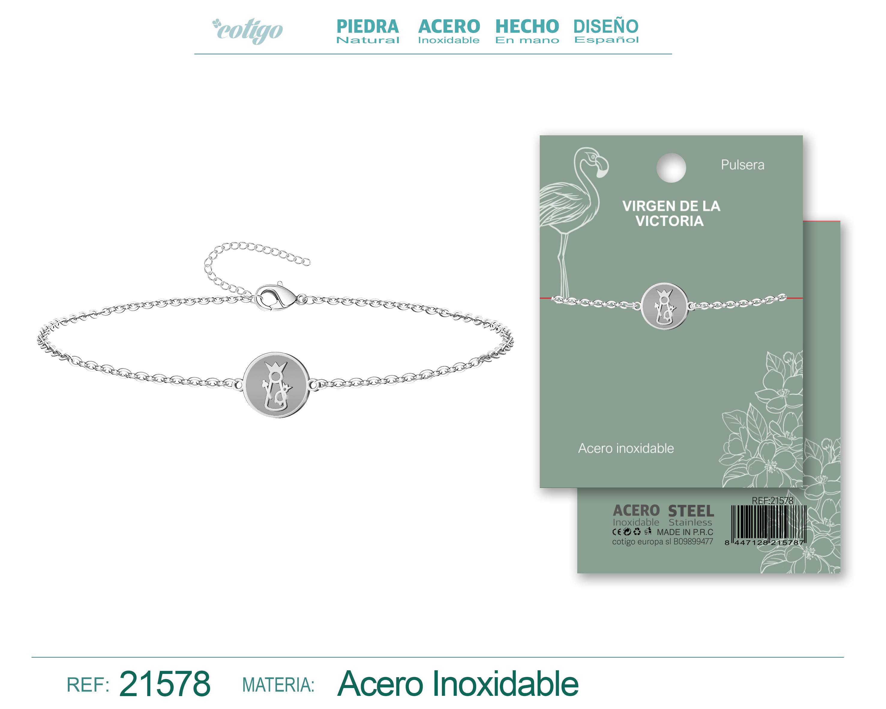 Pulsera Virgen de la Victoria Acero Plateado