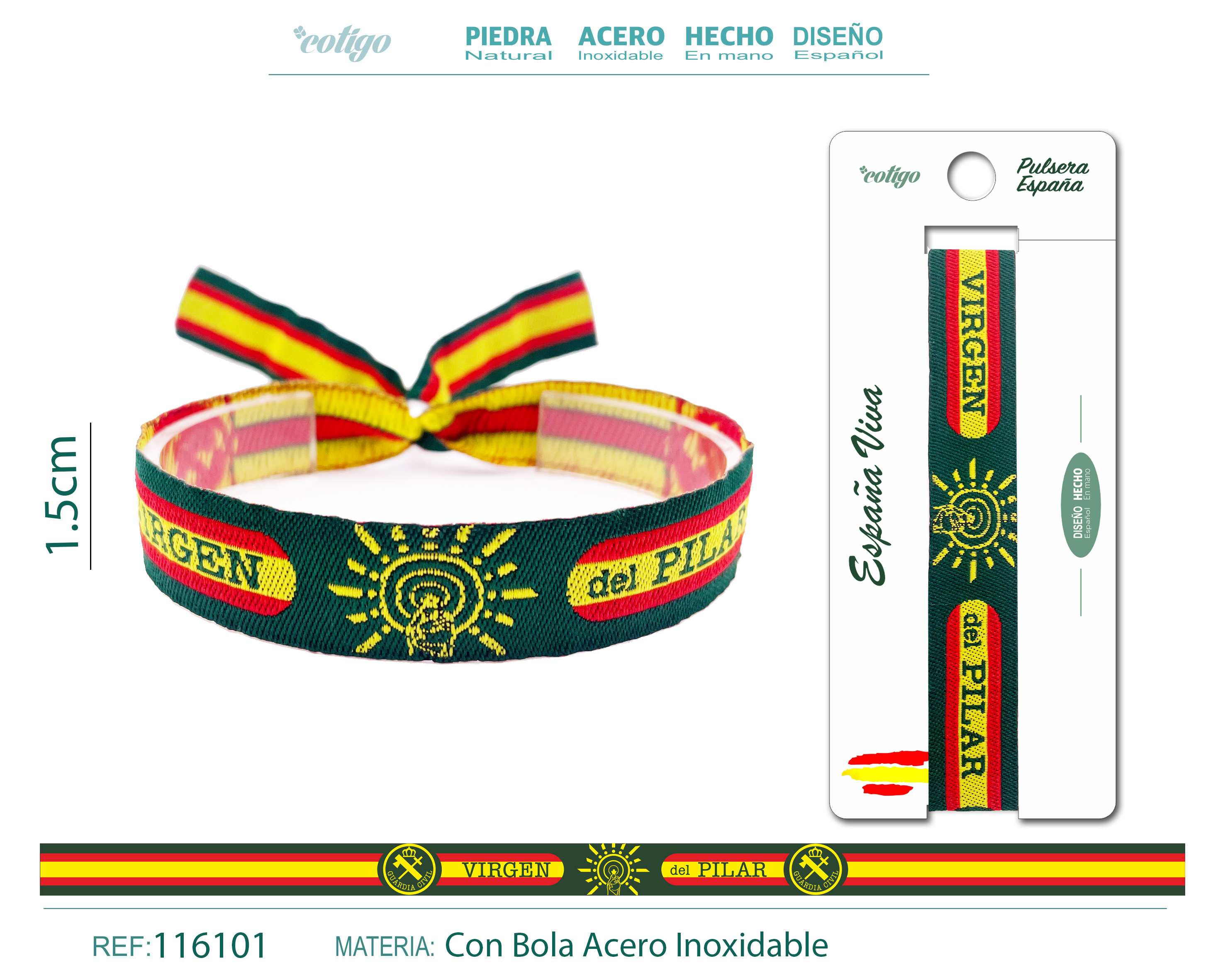 Pulsera Virgen pilar Tejido-Guardia civil