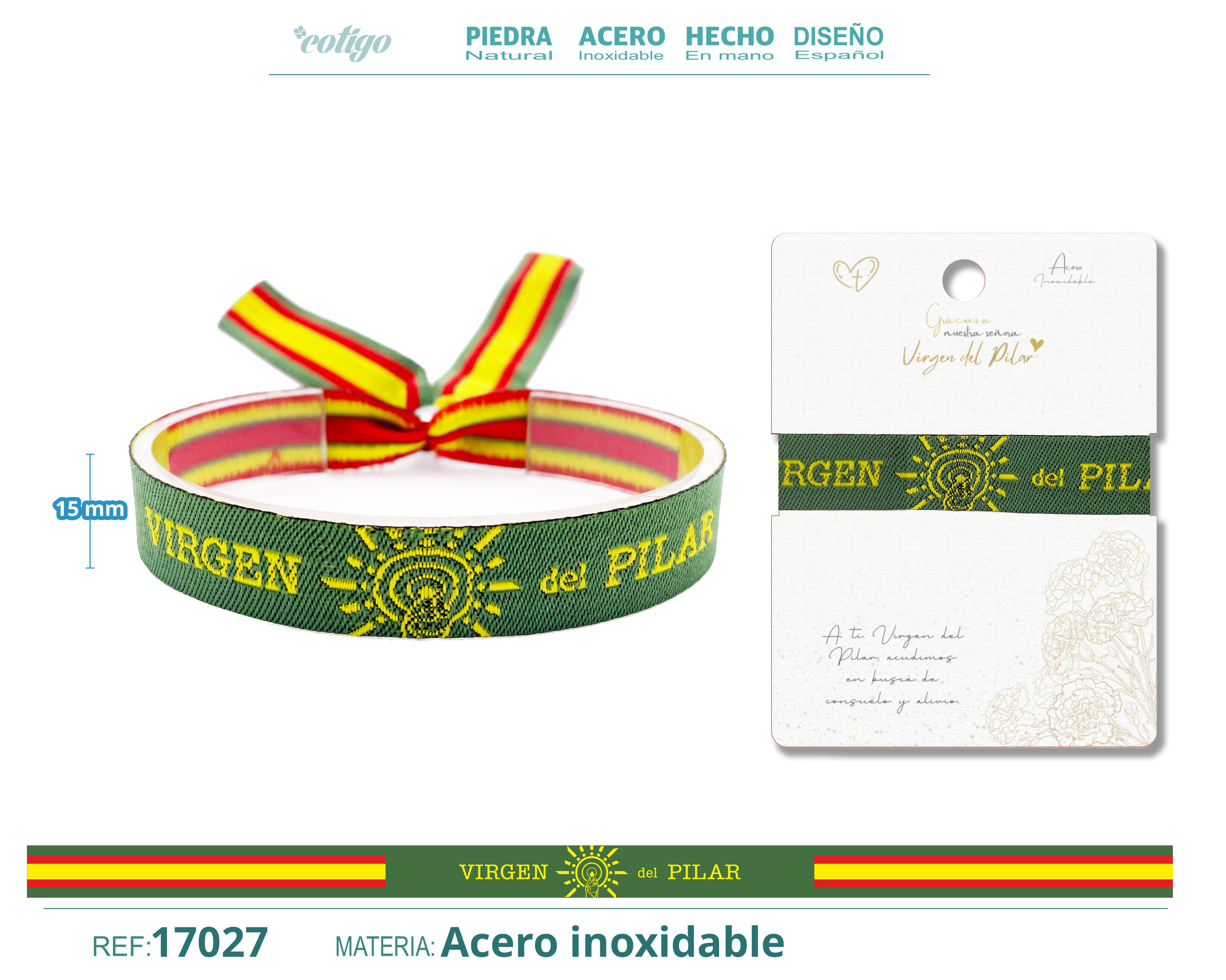 PULSERA VIRGEN PILAR TEJIDO-VERDE