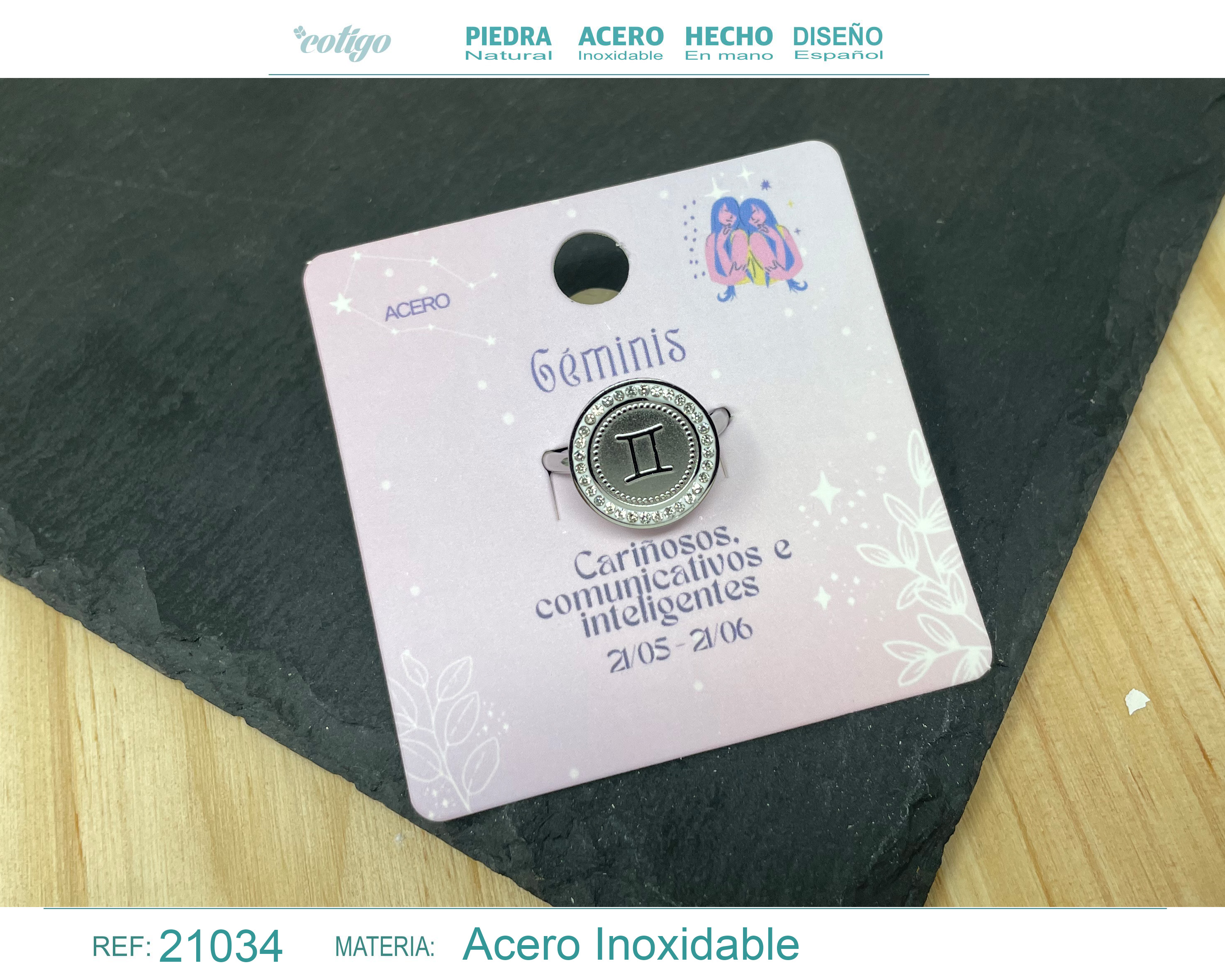 Anillo GEMINIS Acero color Plateado