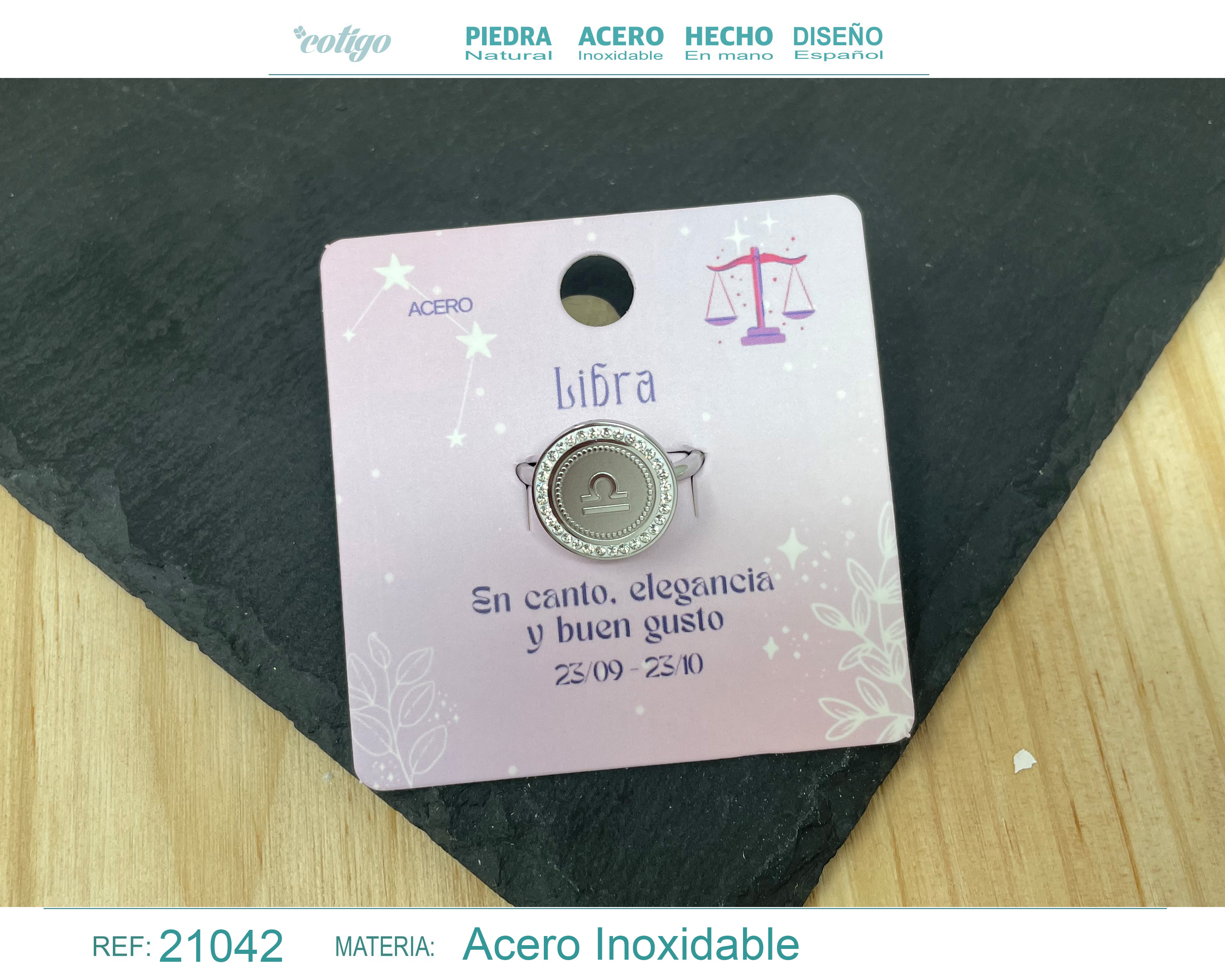 Anillo LIBRA Acero color Plateado
