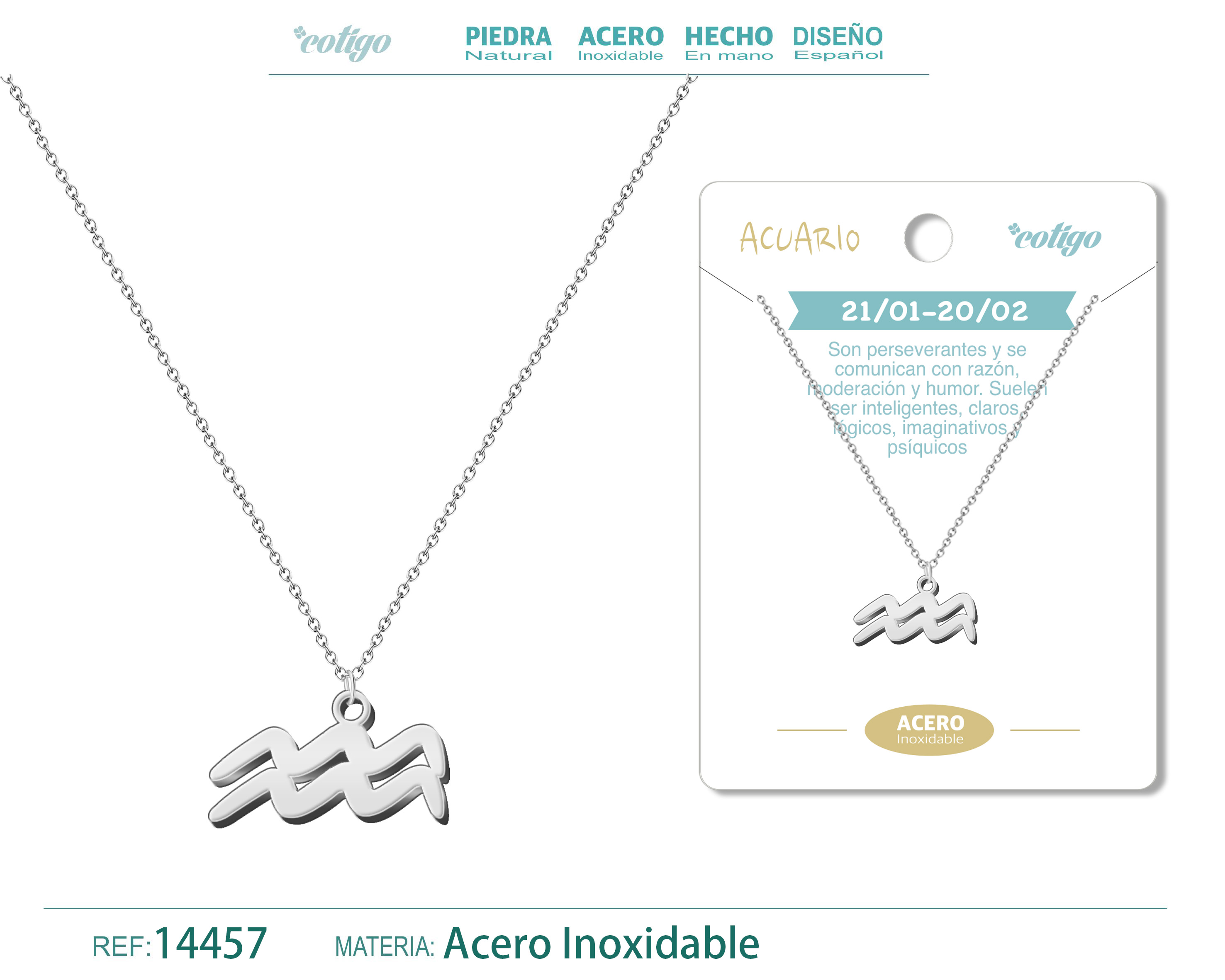 Collar Zodiaco Aquarius color Plateado