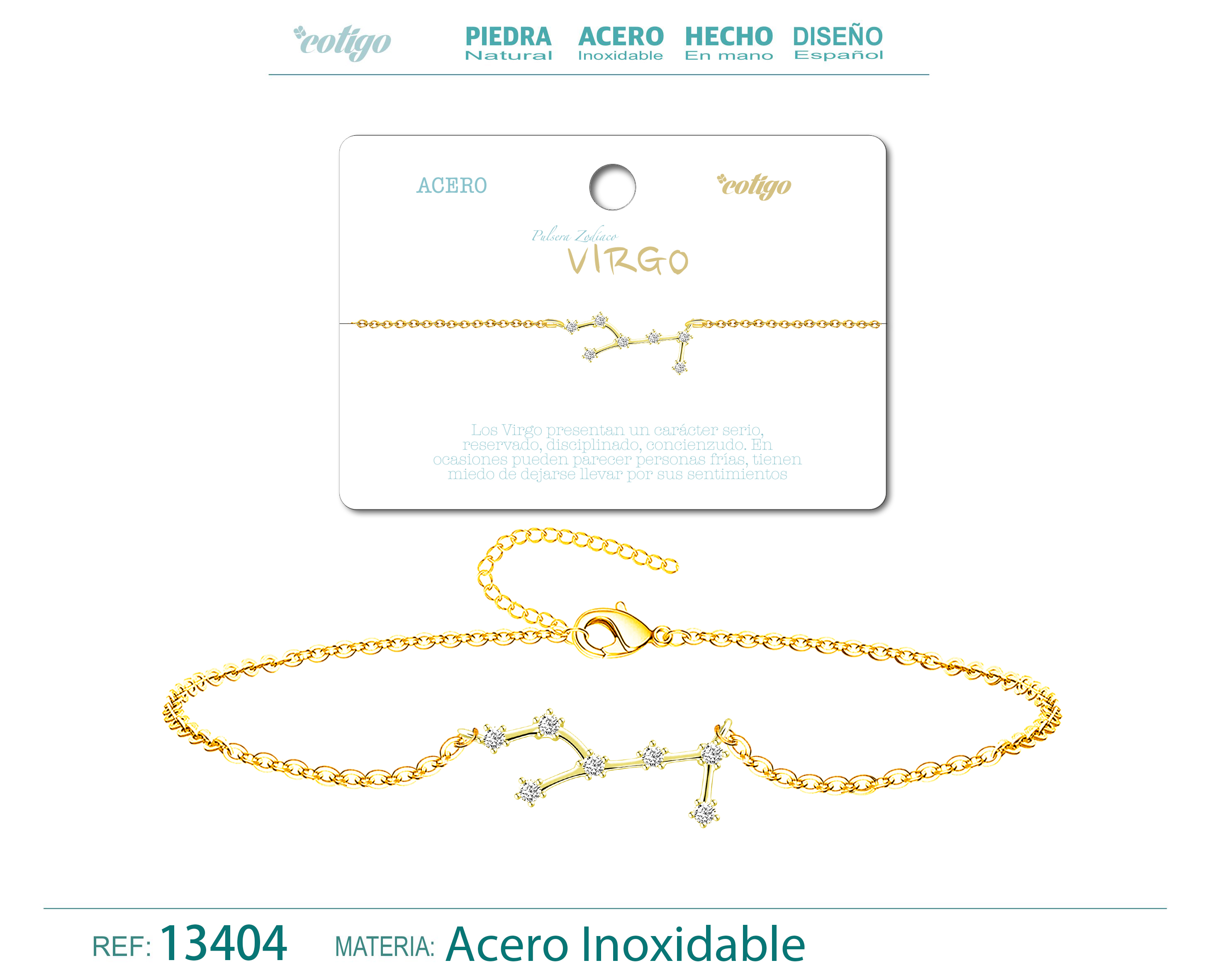 Pulsera Mapa Estelar del Zodiaco Virgo Dorado con Stras