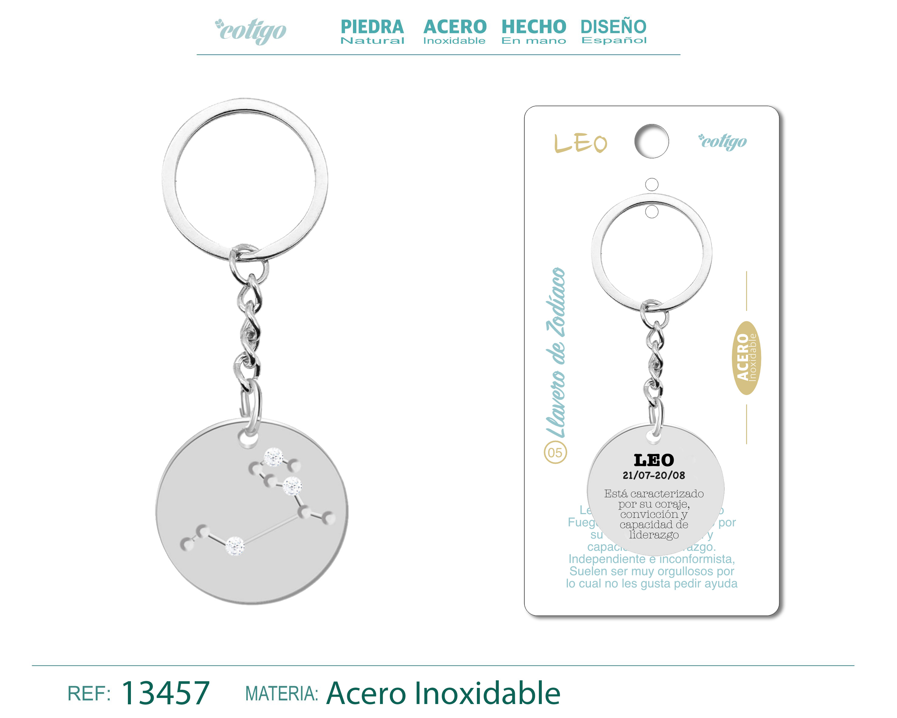 Llavero Acero con Zodiaco Leo