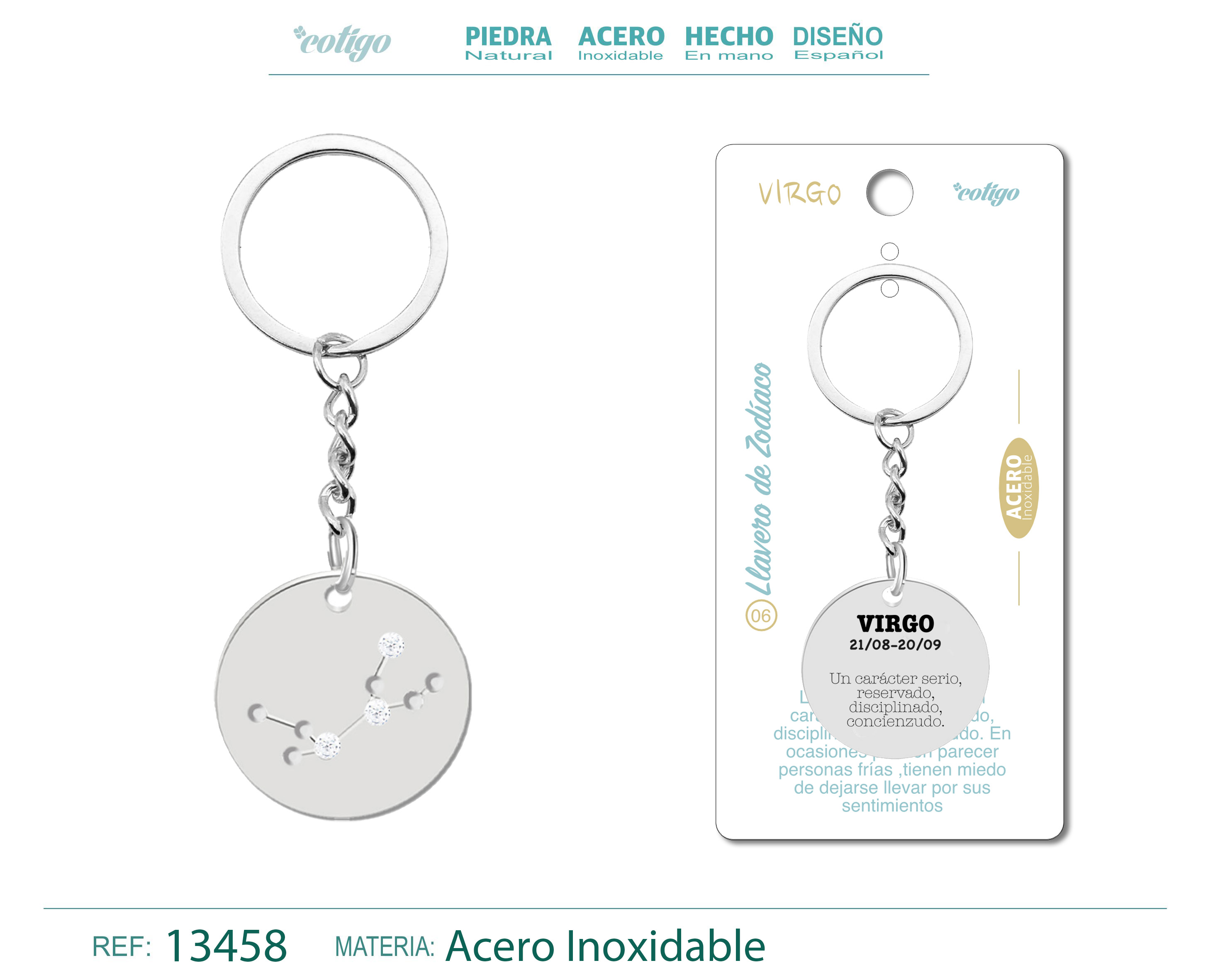Llavero Acero con Zodiaco Virgo