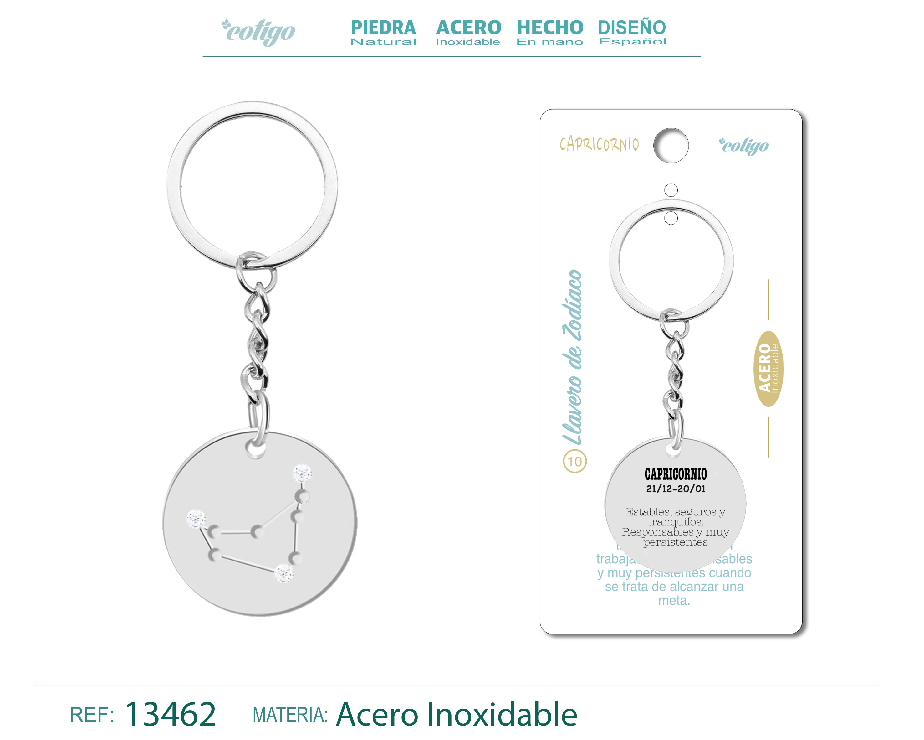 Llavero Acero con Zodiaco Capricornio