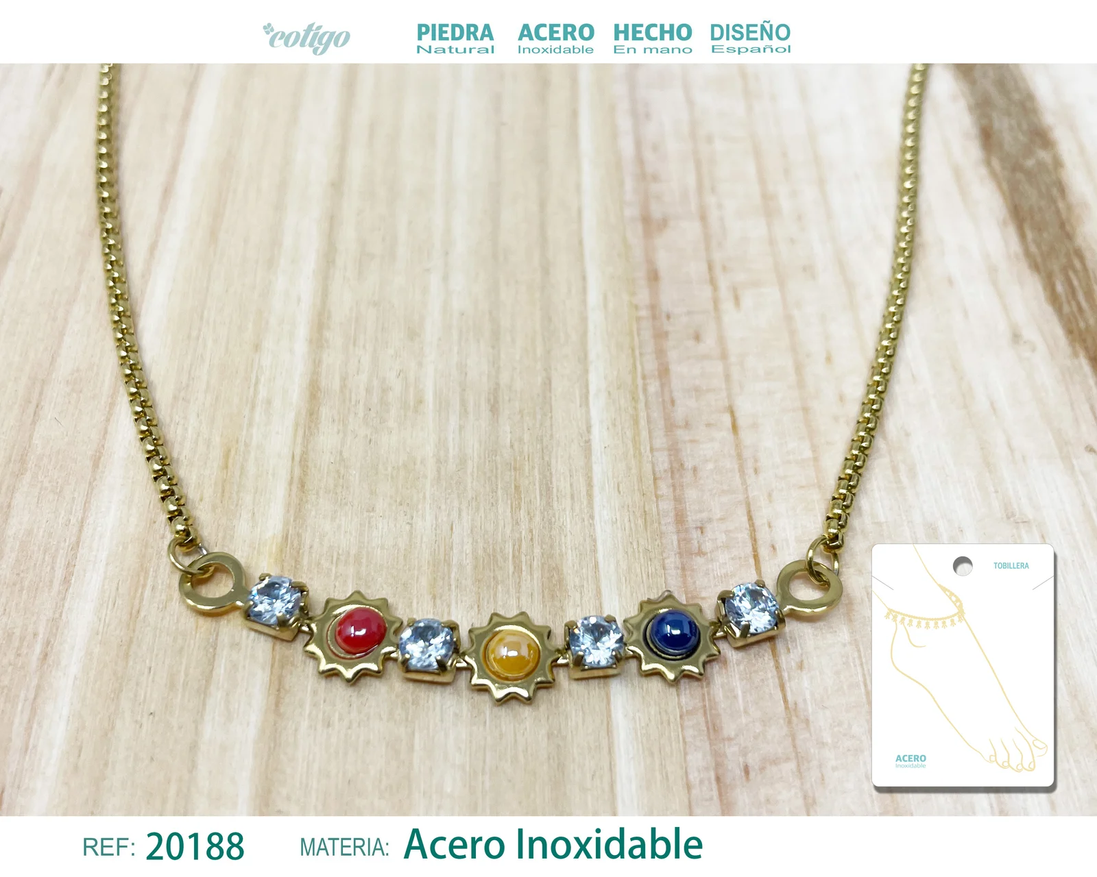 TOBILLERA ACERO COLOR DORADO
