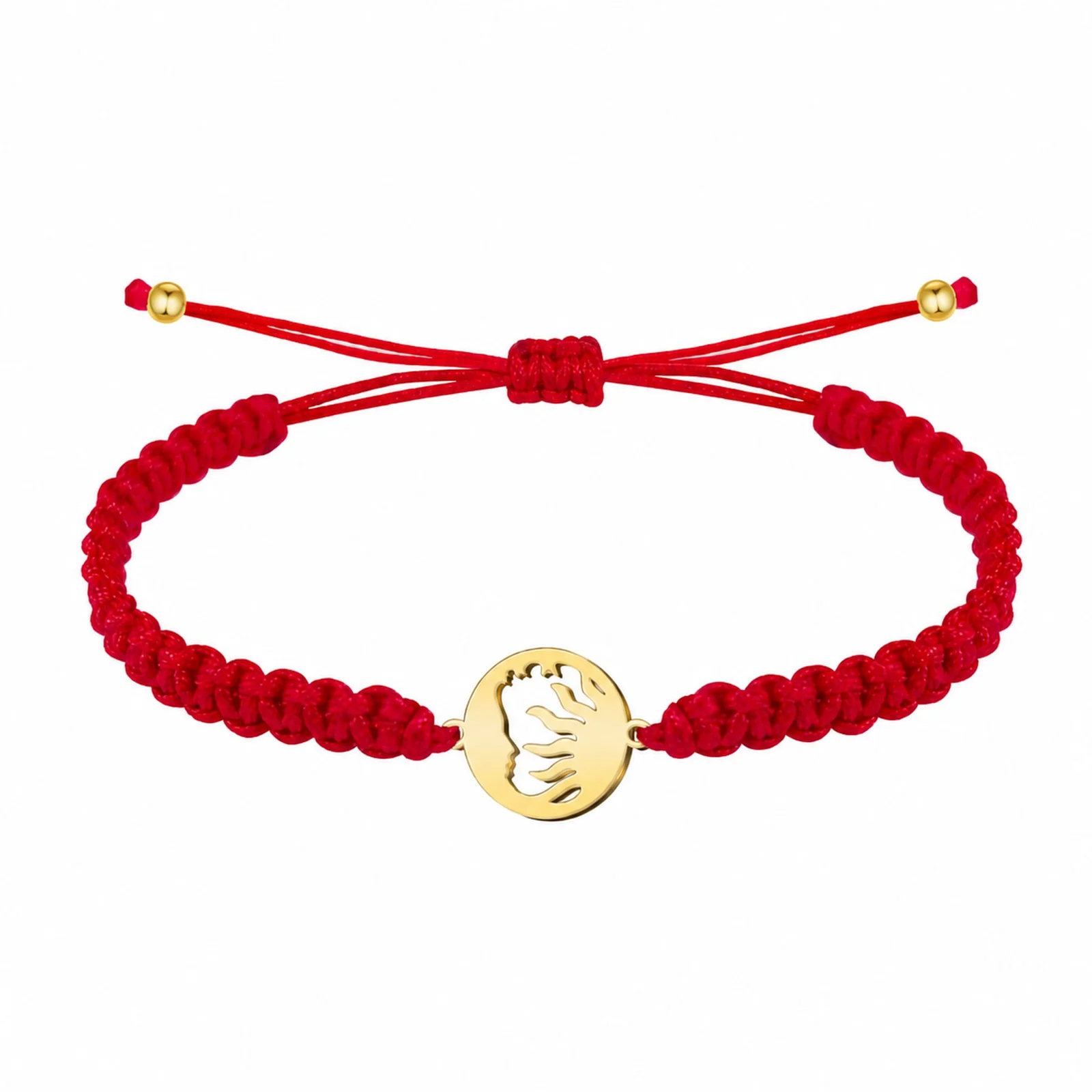 PULSERA HILO DESTINO  CON SOL Y LUNA ACERO DORADO
