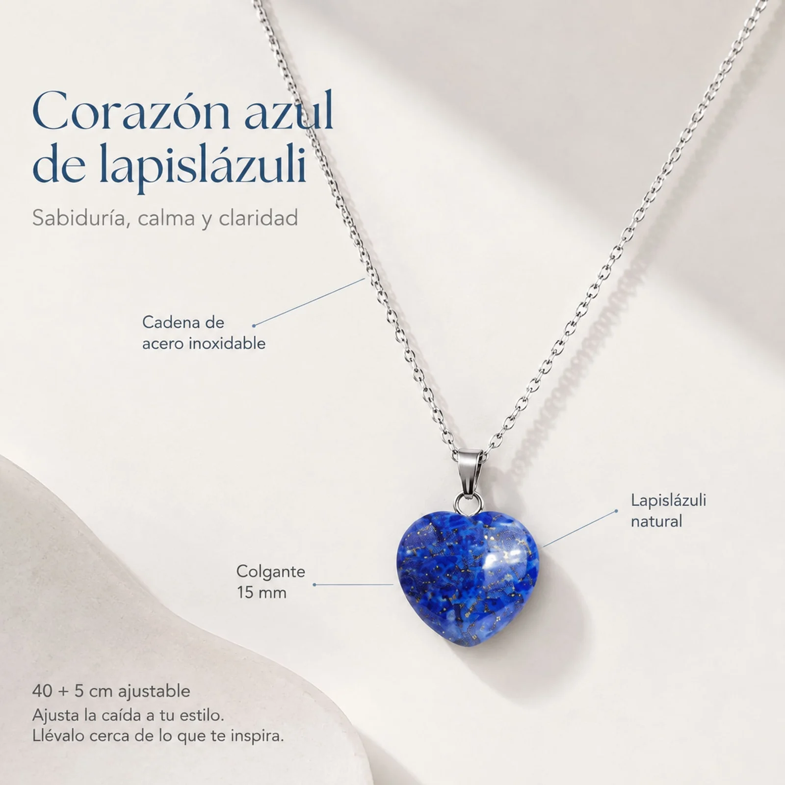 Colgante Piedra lapislázuli con cadena Acero Inoxidable
