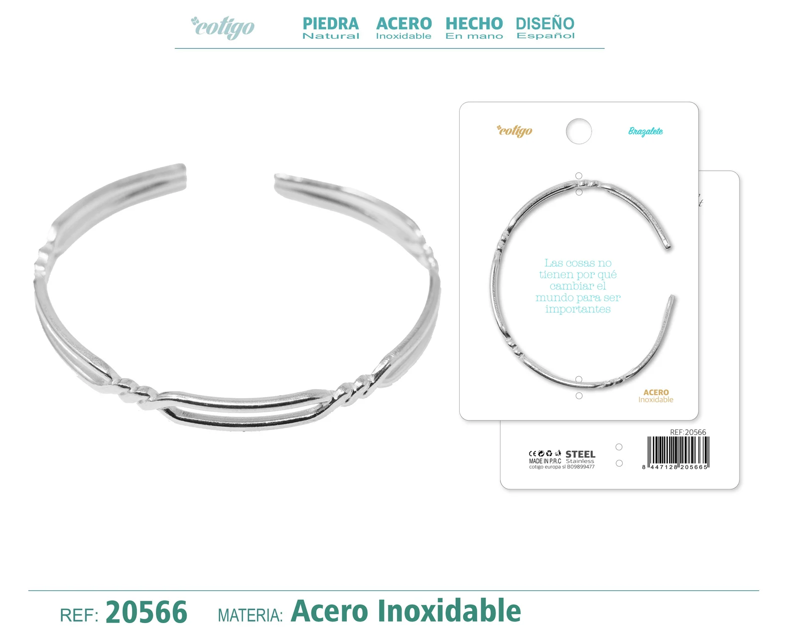 BRAZALETE ACERO COLOR PLATEADO