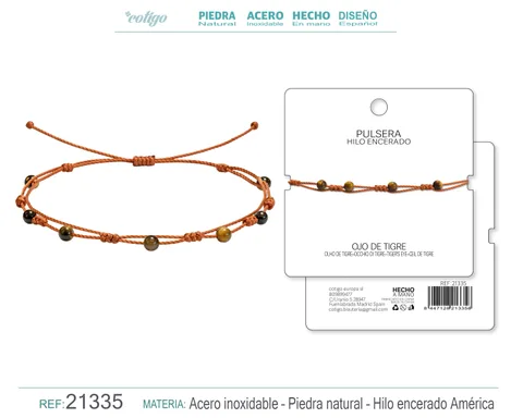 PULSERA HILO ENCERADO CON OJO DE TIGRE