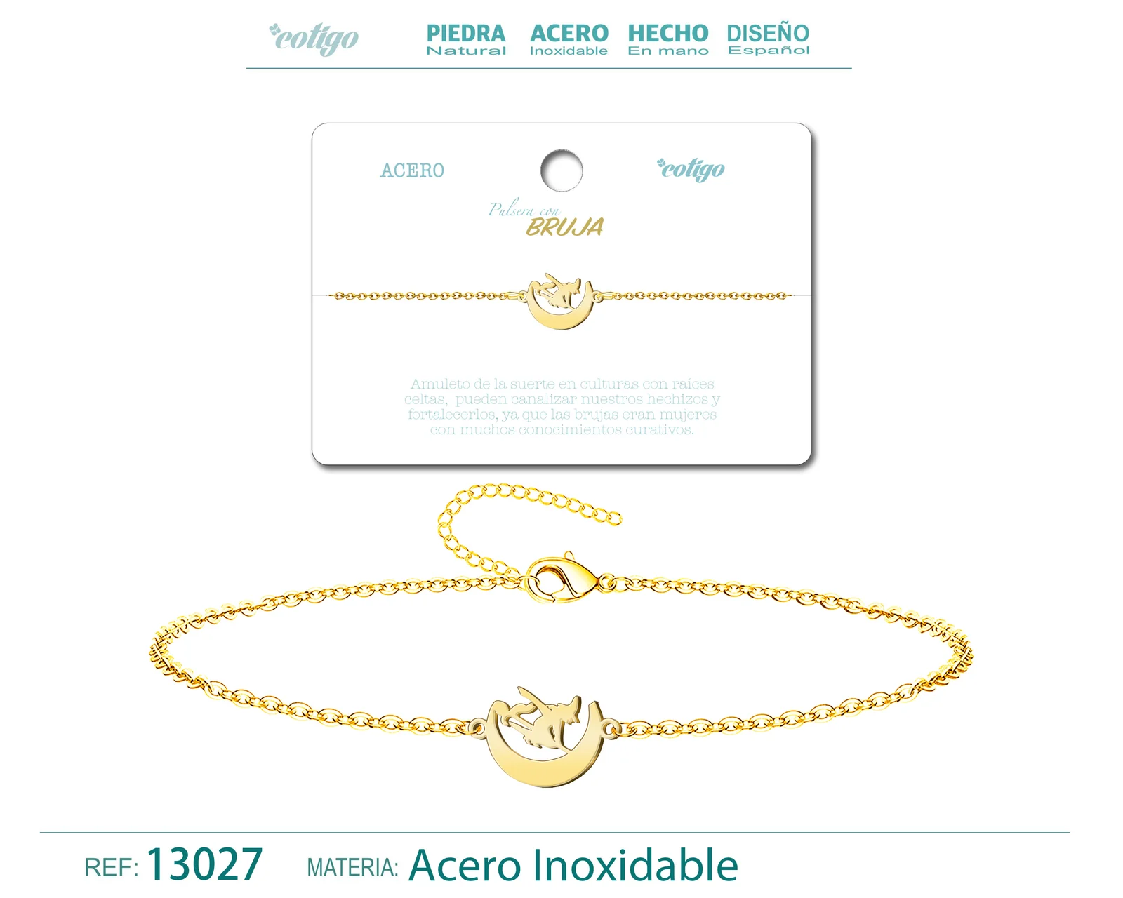 PULSERA BRUJAACERO DORADO