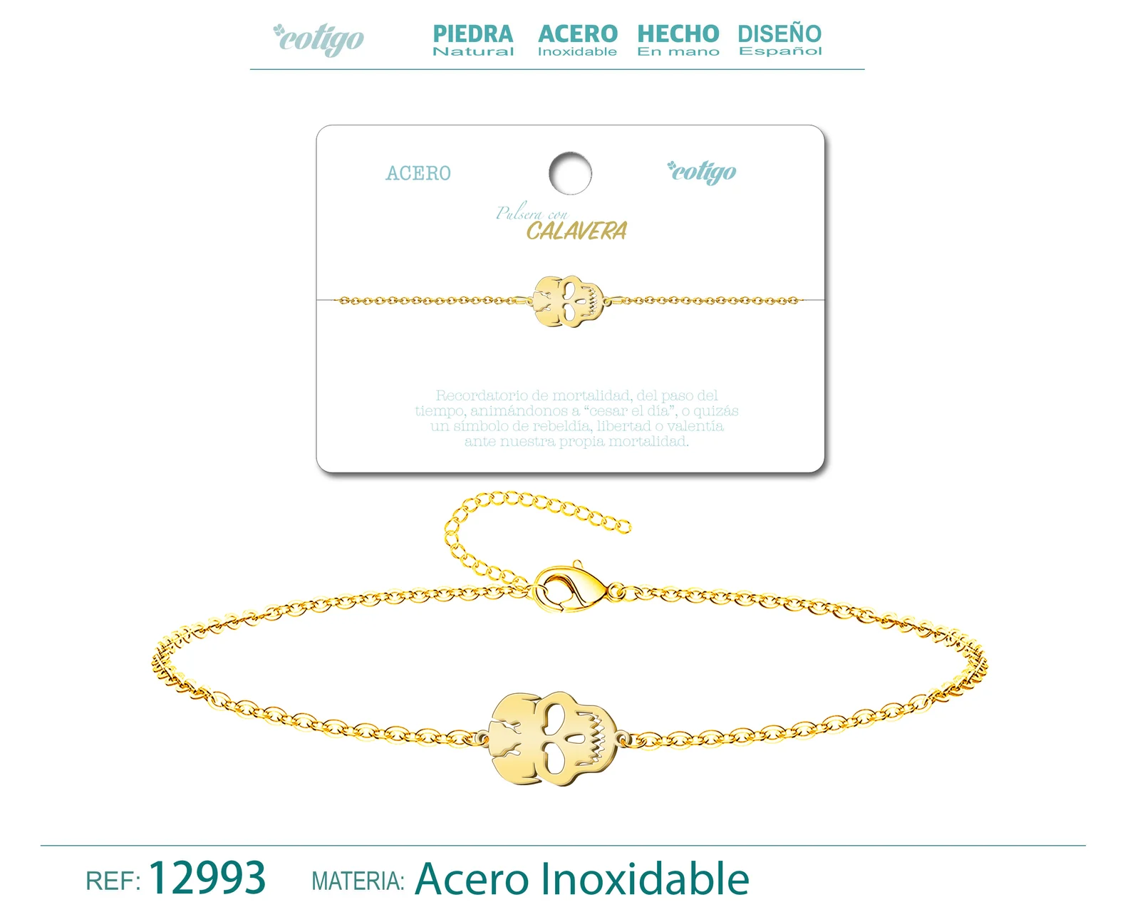 PULSERA CALAVERAACERO DORADO