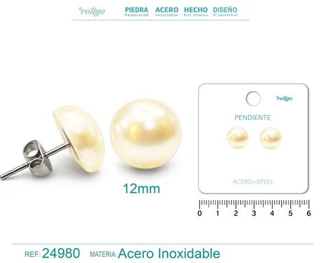 PENDIENTE DE PERLA CON ACCESORIO ACERO