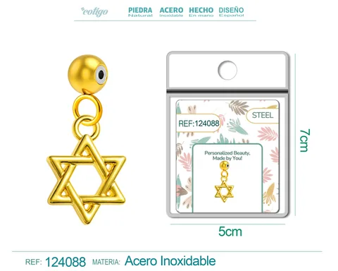 CHARM ACERO DORADO CHAPADO ORO 14 K-CON BOLA DE GOMA