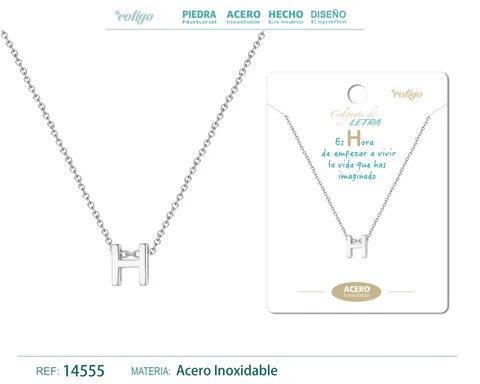 COLLAR LETRA H COLOR PLATEADO