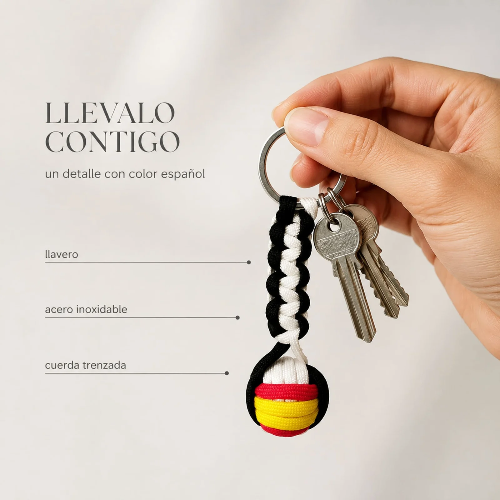 LLAVERO BOLA DE CUERDA CON ARO ACERO