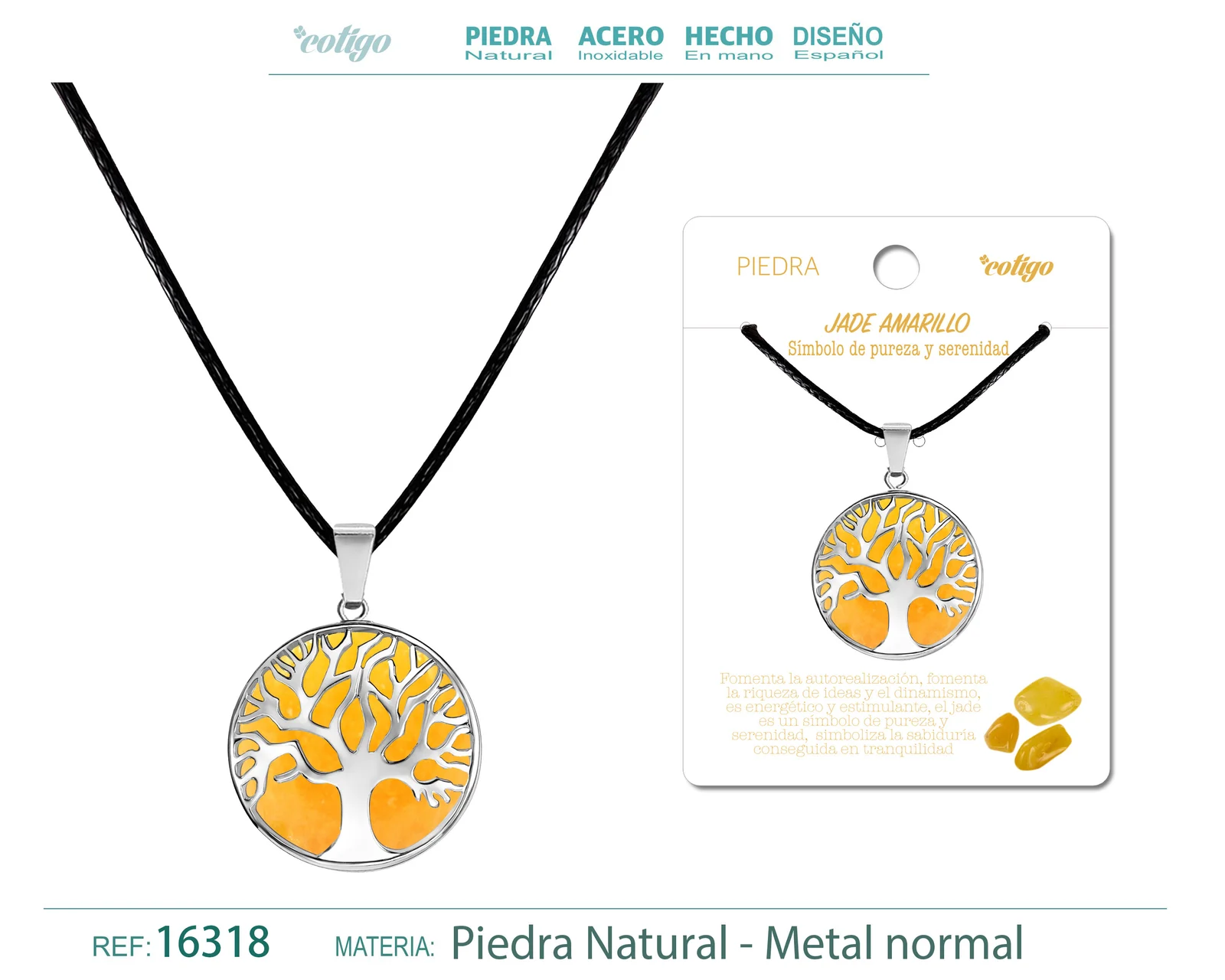 COLGANTE ÁRBOL DE VIDA DE PIEDRA JADE AMARILLO