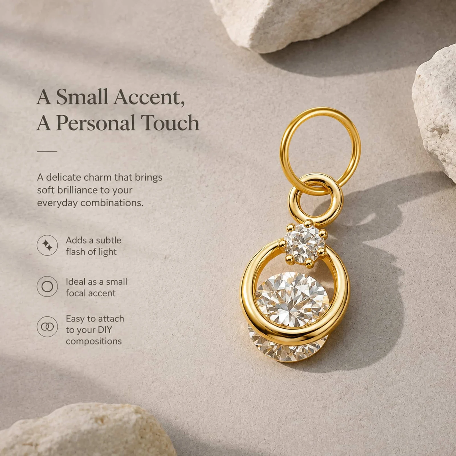 CHARM DE COBRE CHAPADO ORO 14K CON CIRCONITA