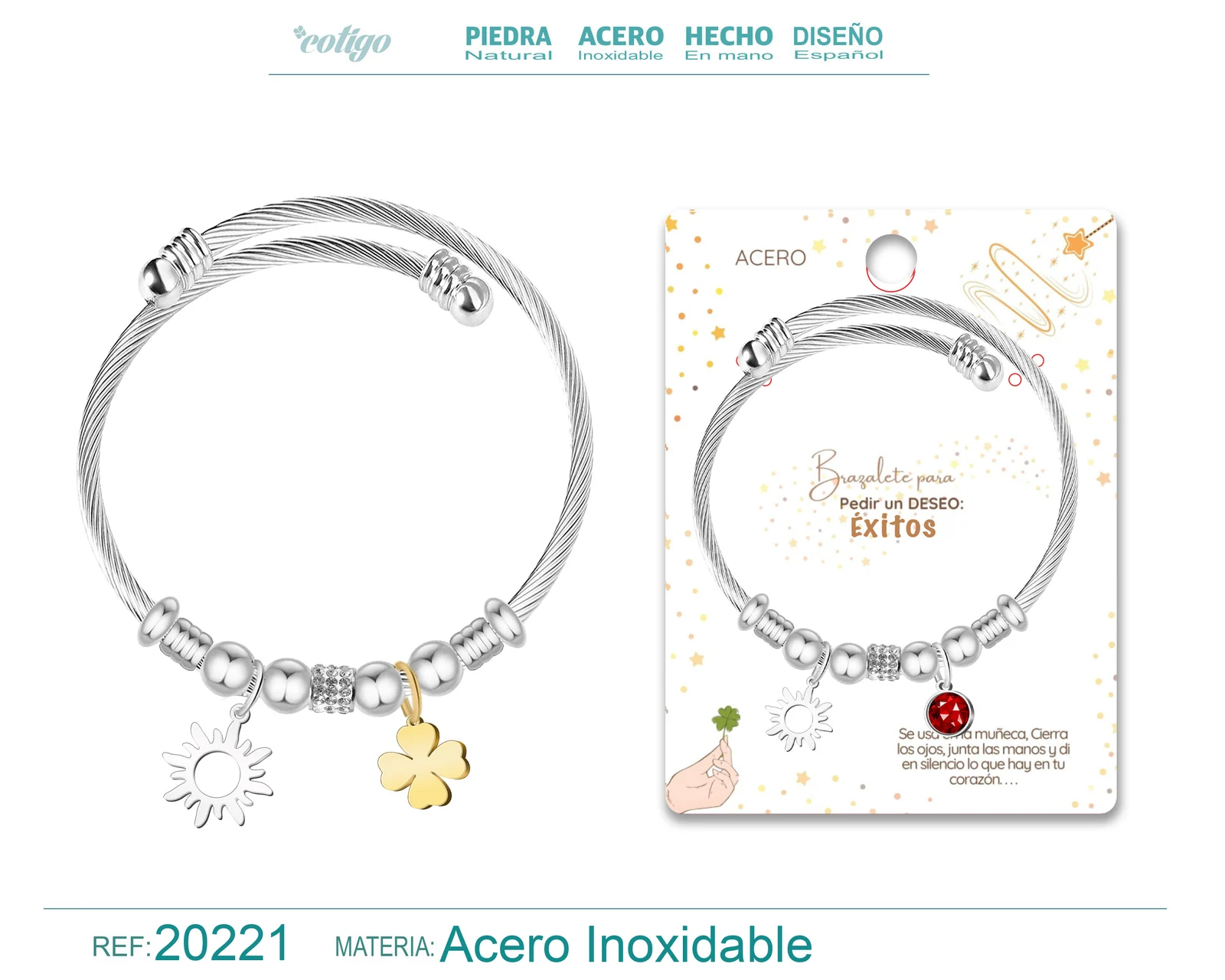 BRAZALETE CON SOL ACERO PARA DESEO: EXITOS