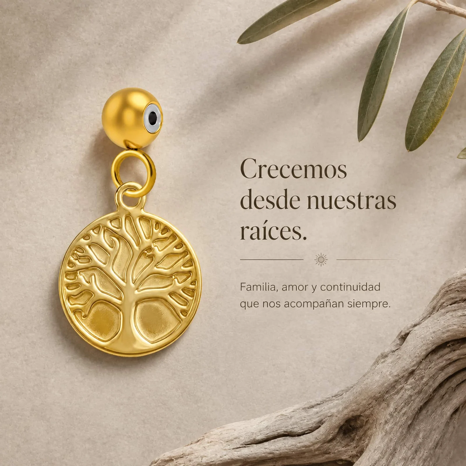 CHARM ACERO DORADO CHAPADO ORO 14 K-CON BOLA DE GOMA