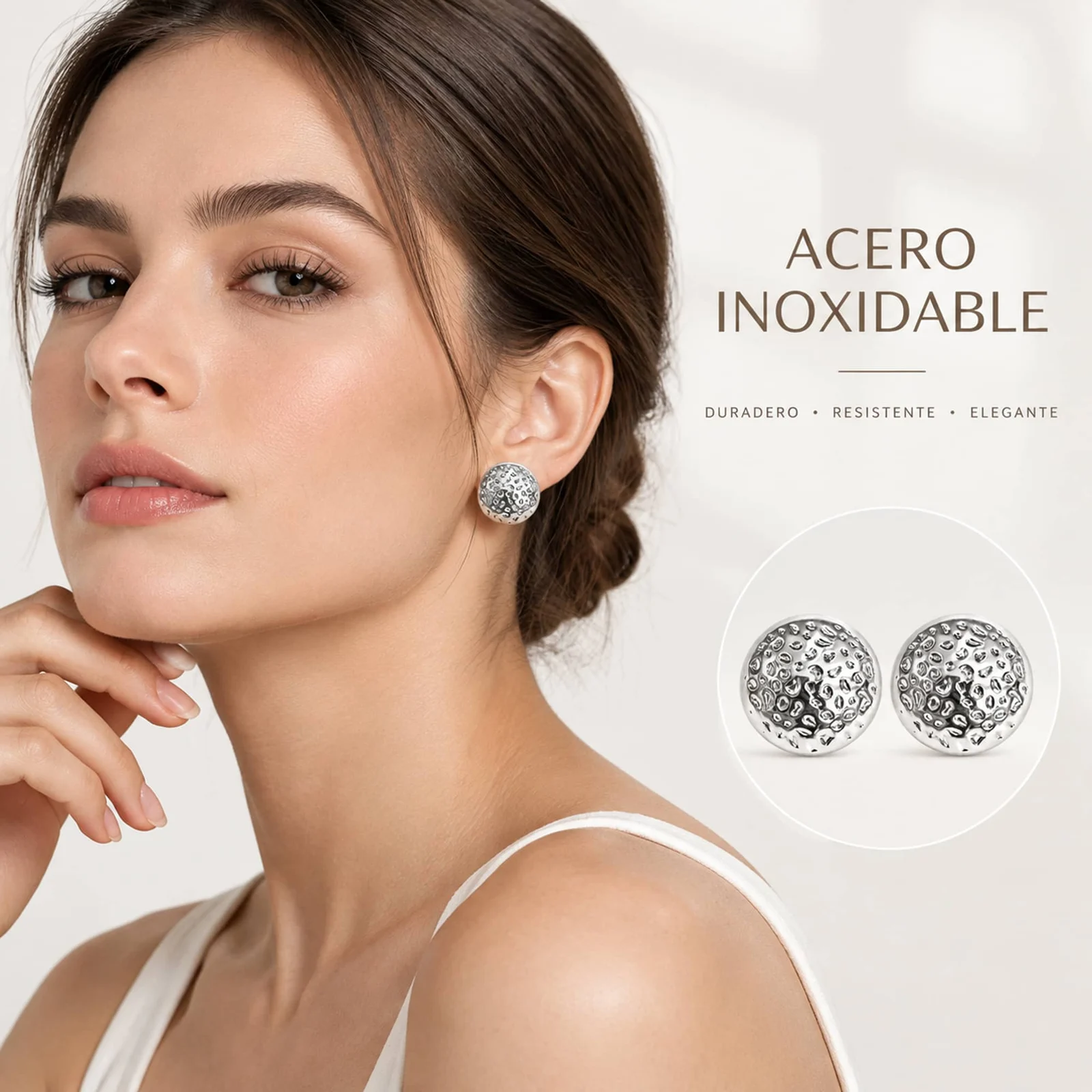 Pendiente Acero Inoxidable color Plateado