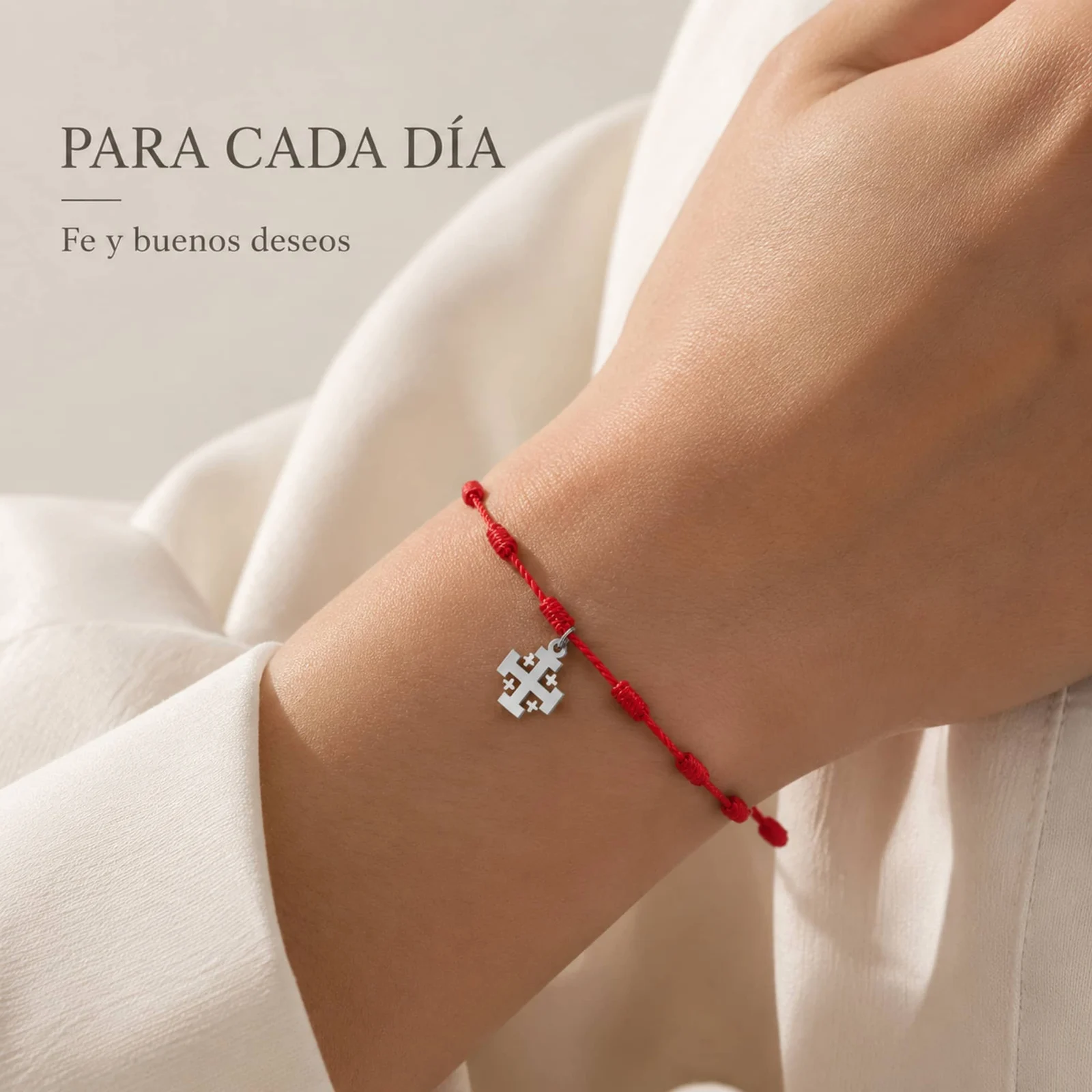 PULSERA 7 NUDOS CON CRUZ POTENZADA COLOR PLATEADO