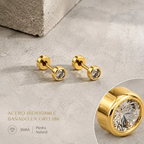 Pendiente-Piercing Bañado Oro 18K y con Circonita