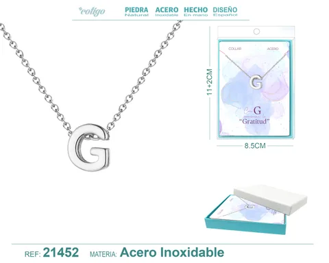 COLLAR LETRA G ACEROCOLOR PLATEADO