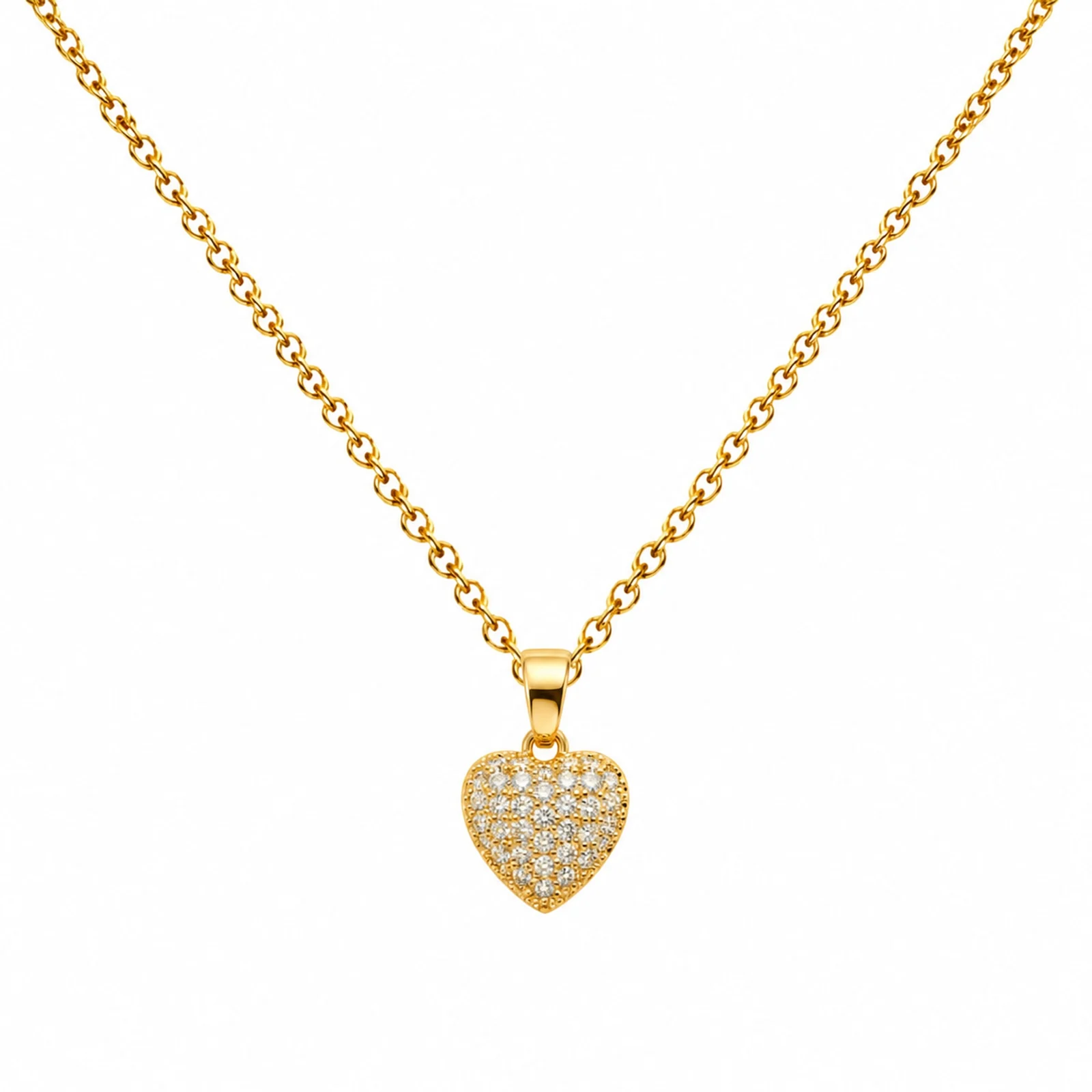 Colgangte Cobre con Circonita Colar Dorado y Cadena Acero