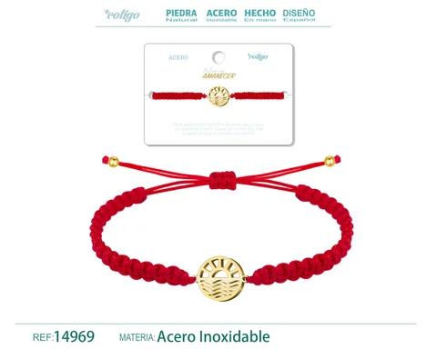 PULSERA HILO DESTINO  CON AMANECER ACERO DORADO