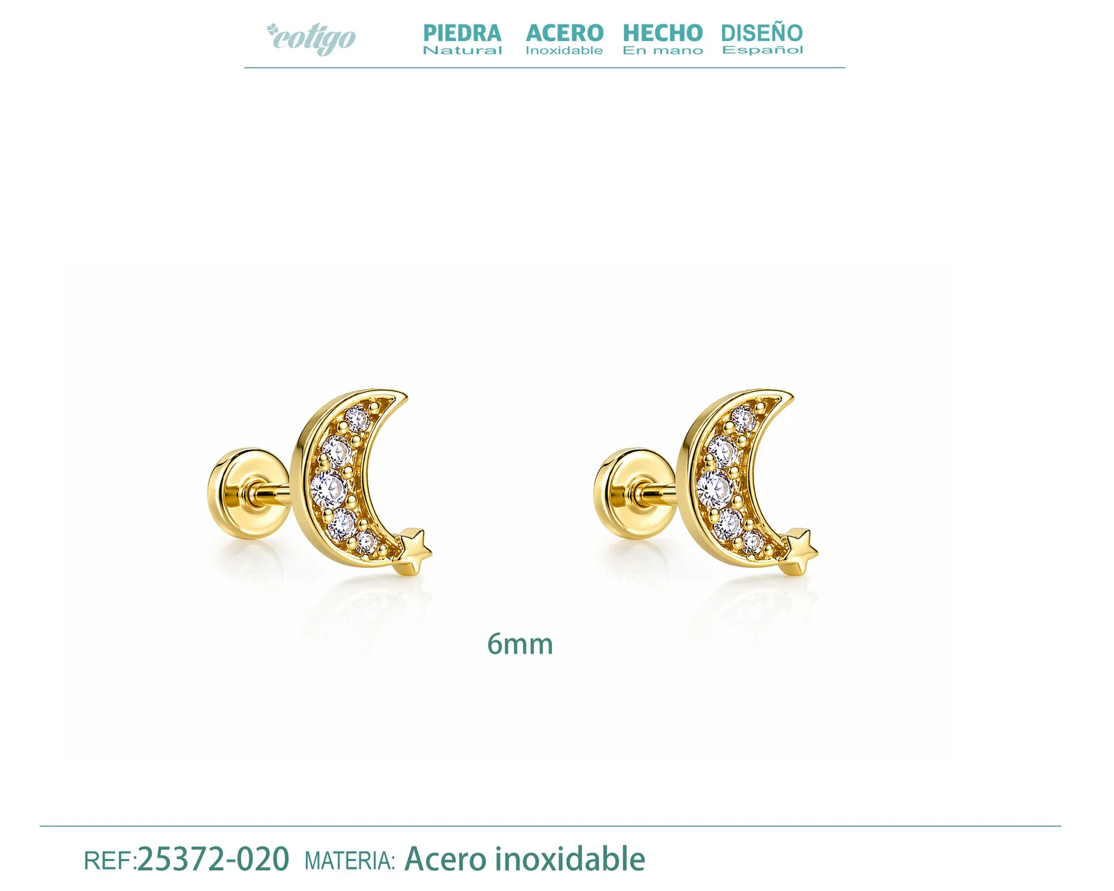 Pendiente-Piercing Bañado Oro 18K y con Circonita