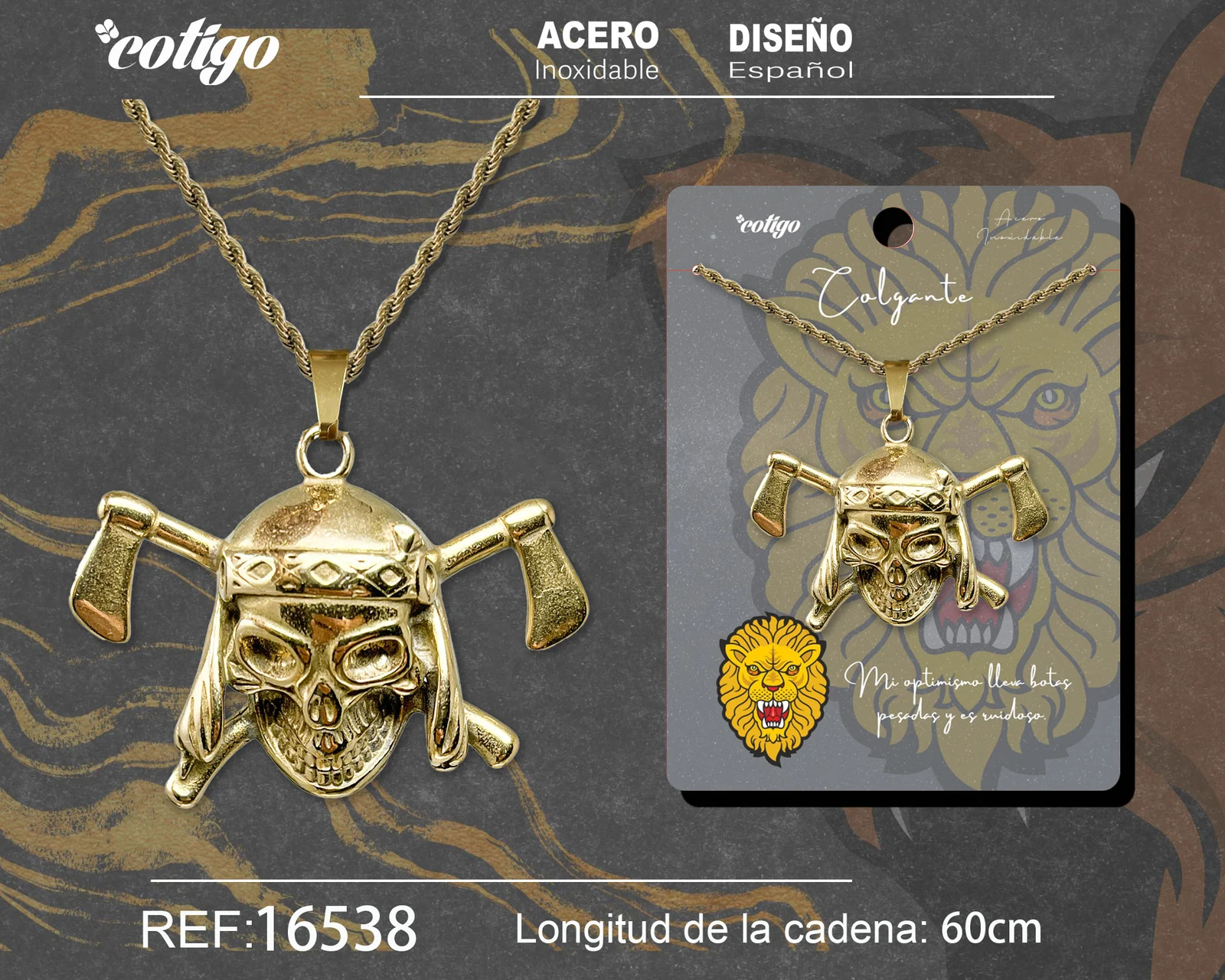 COLGANE HOMBRE ACERO COLOR DORADO