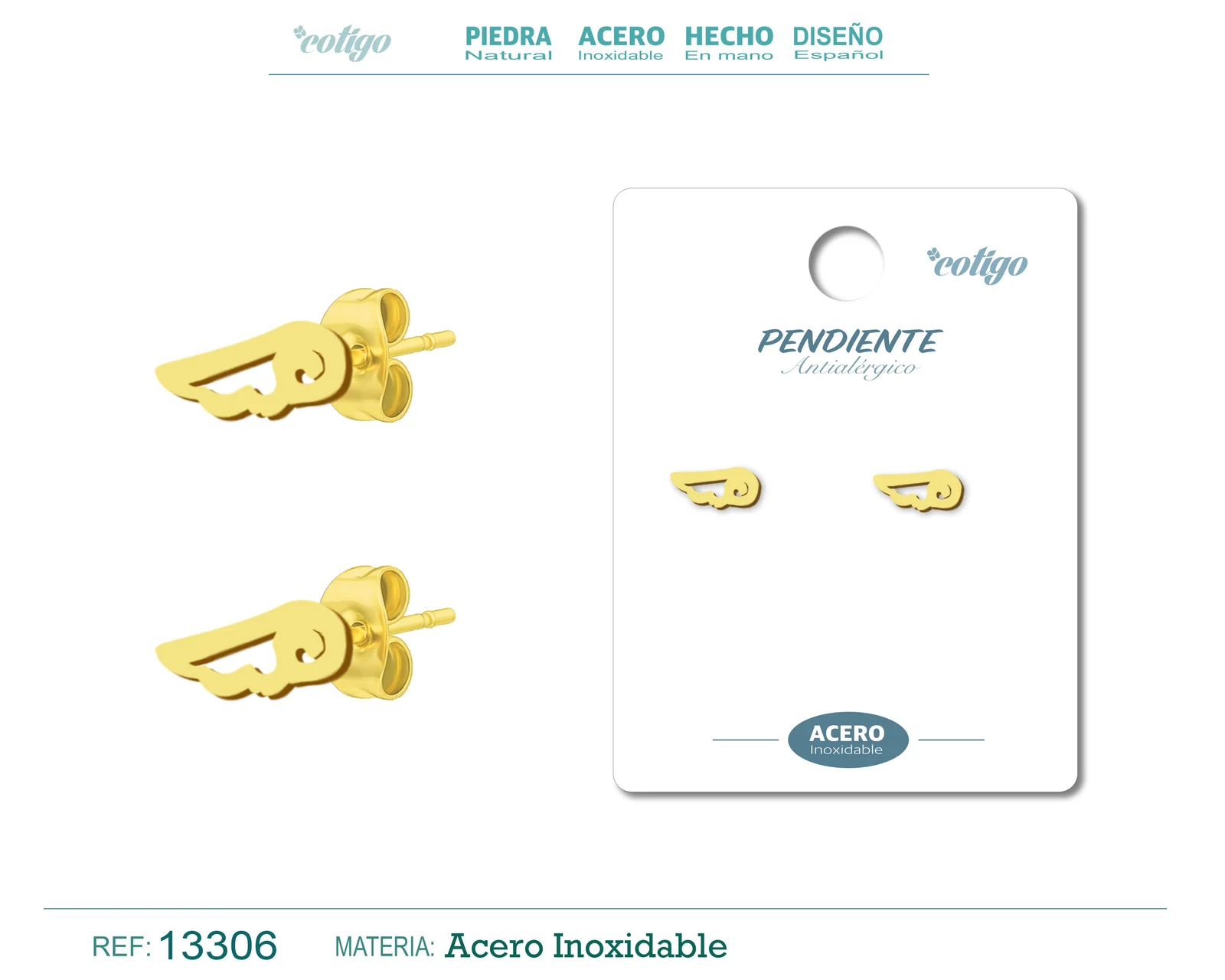 PENDIENTE ACERO  INOXIDABLE COLOR DORADO