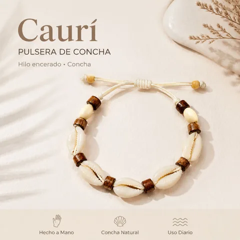 PULSERA HILO ENCERADO DE CONCHA
