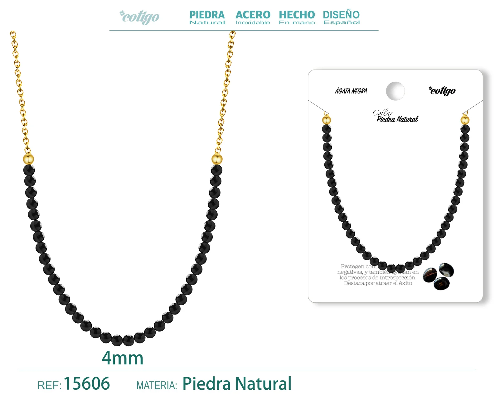 COLLAR AGATA NERGRA 4MM
