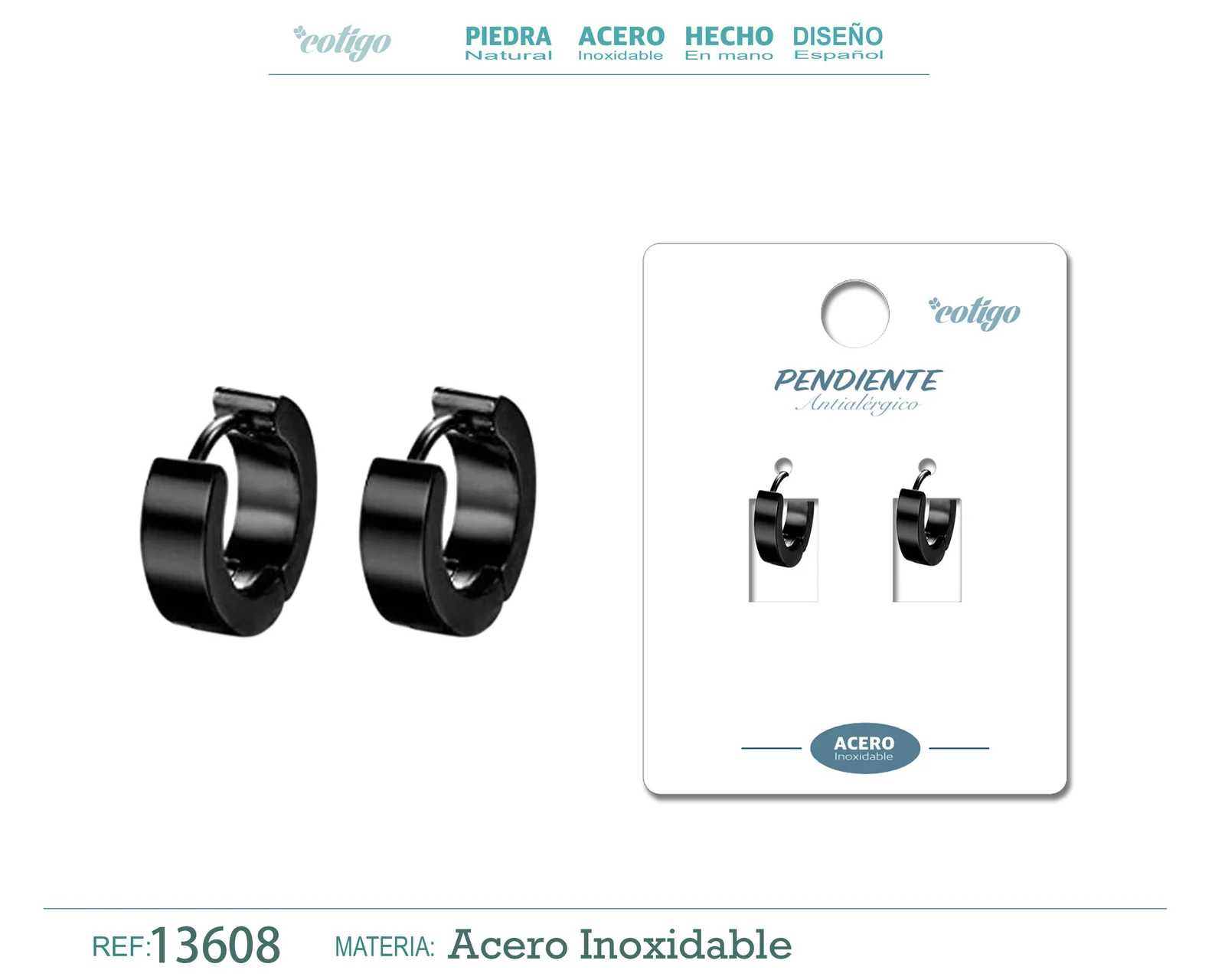 PENDIENTE ACERO COLOR NEGRO