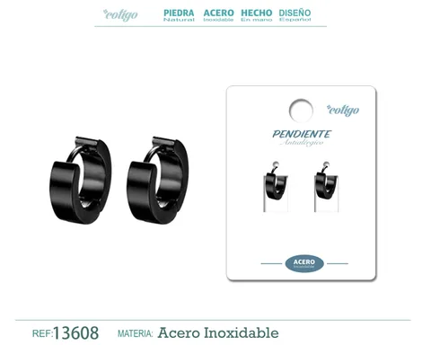 PENDIENTE ACERO COLOR NEGRO