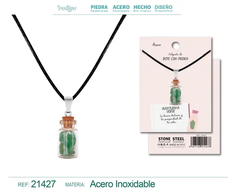 COLGANTE BOTE DE DESEO CON AVENTURINA VERDE